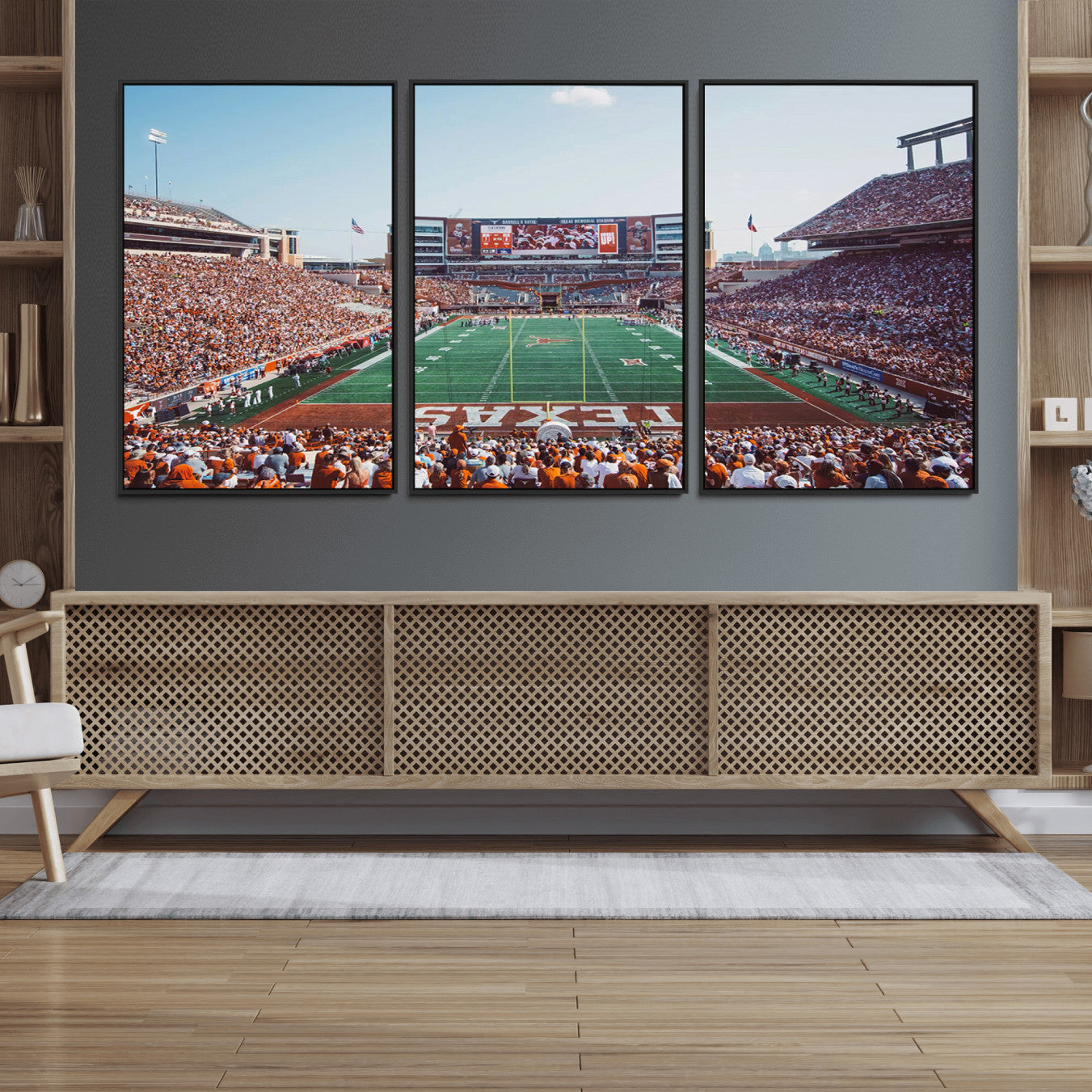 14826-MGV-FC-60X30-3P_Black-Framed Texas Memorial Stadium Canvas, University of Texas Longhorns Football Team Print - Austin