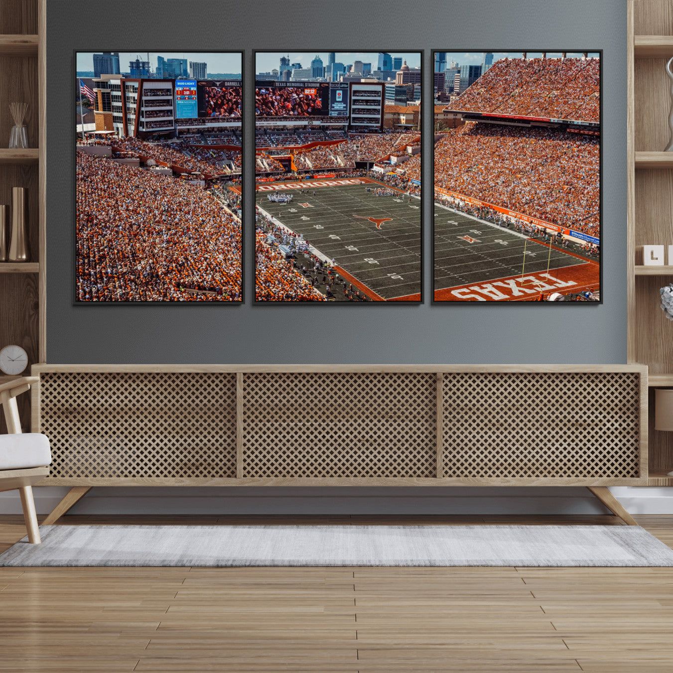 92103-MGV-FC-60X30-3P_Black-University of Texas Longhorns Football Team Print - Austin Darrell K Royal-Texas Memorial Stadium
