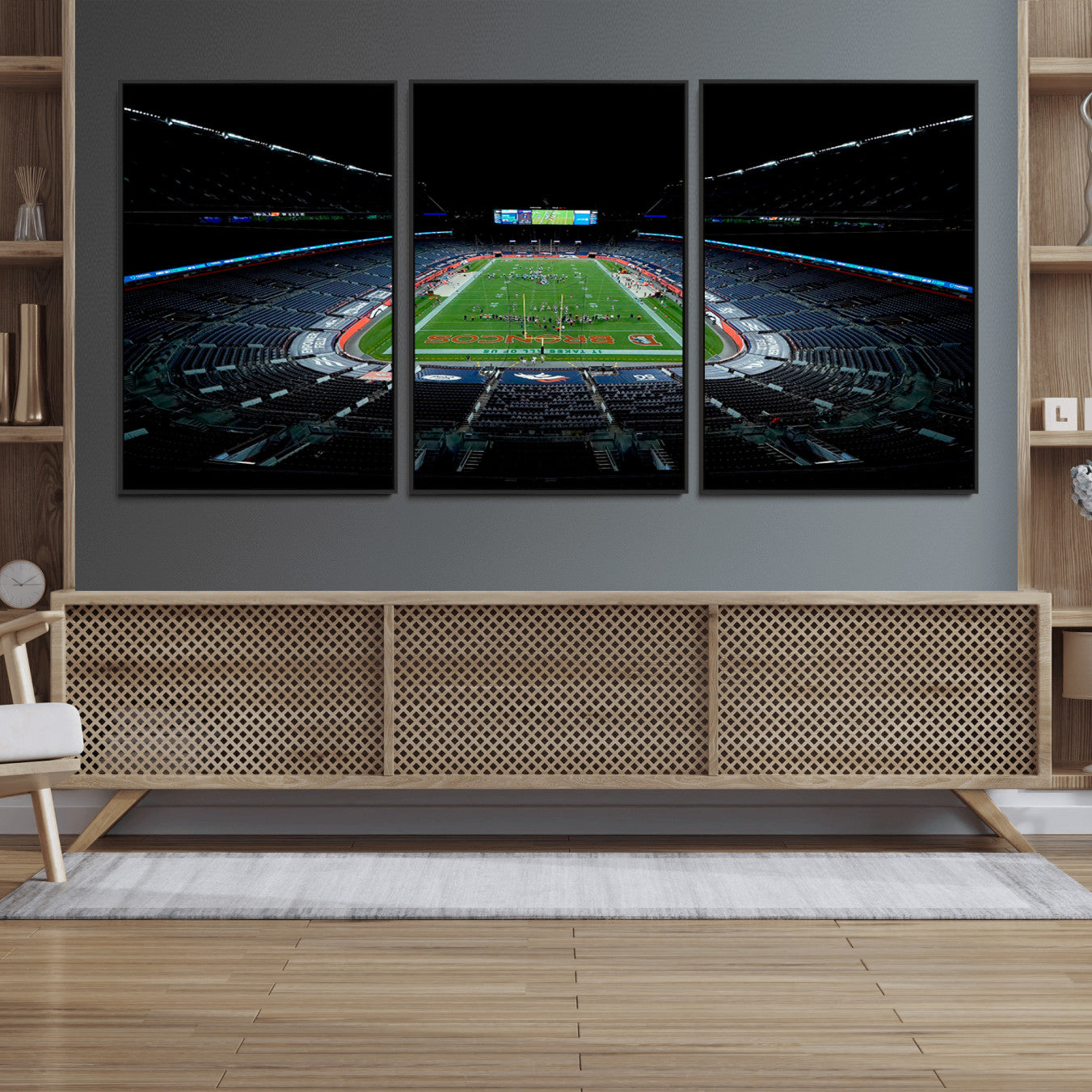 14797-MGV-FC-60X30-3P_Black-Denver Broncos Football Team Print Canvas- Denver Empower Field at Mile High Stadium Wall Art Canvas