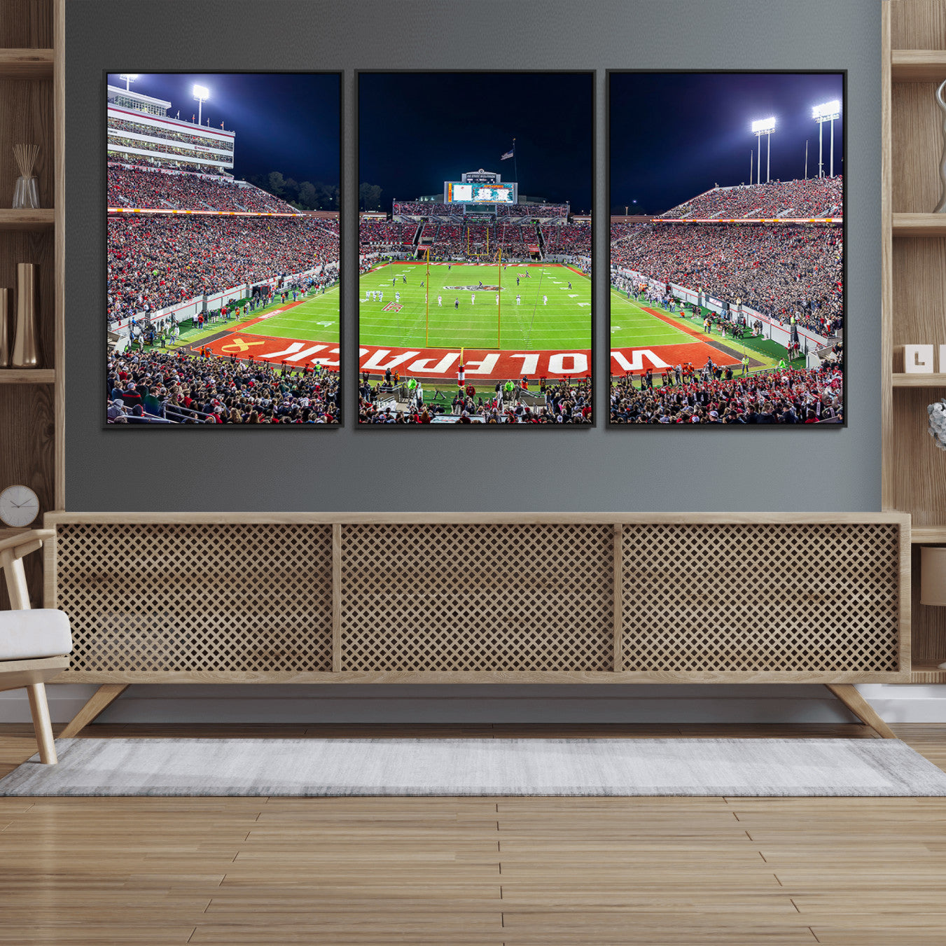 80943-MGV-CV-36X24-Wolfpack Football Team Print - Raleigh Carter-Finley Stadium Wall Art Canvas Print