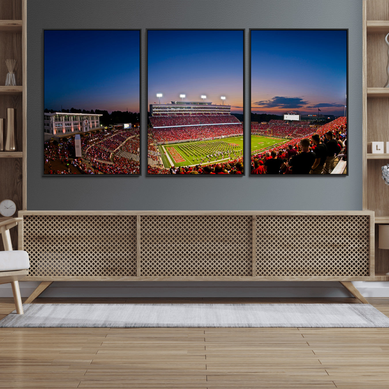 76202-MGV-FC-60X30-3P_Black-Wolfpack Football Team Wall Art Print - Raleigh Carter-Finley Stadium Wall Art Canvas Print