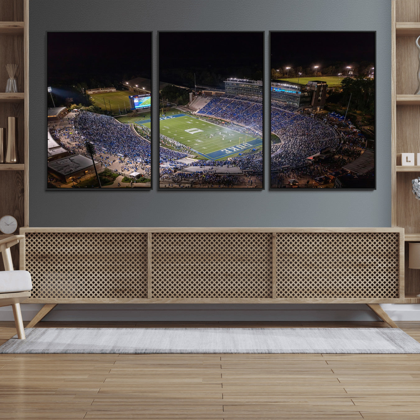 42347-MGV-FC-60X30-3P_Black-Duke University Blue Devils Football Print Canvas - Durham Wallace Wade Stadium Wall Art Canvas