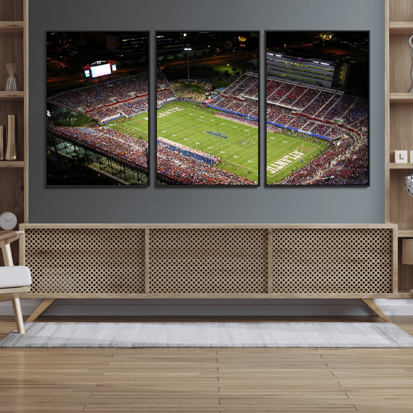 12682-MGV-FC-60X30-3P_Black-Florida Atlantic University Owls Canvas Print, Football Team Print - Boca Raton FAU Stadium Wall Art