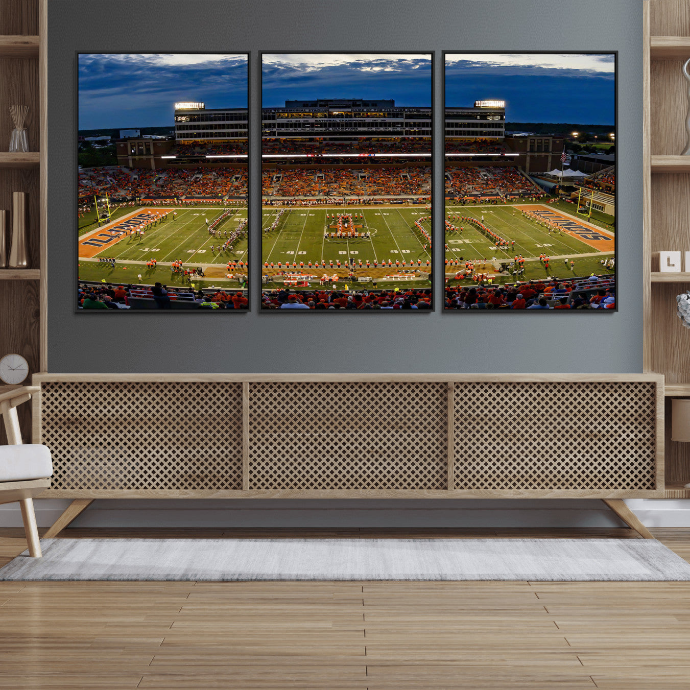 -University of Illinois Fighting Illini Football Team Print - Champaign Illinois Memorial Stadium