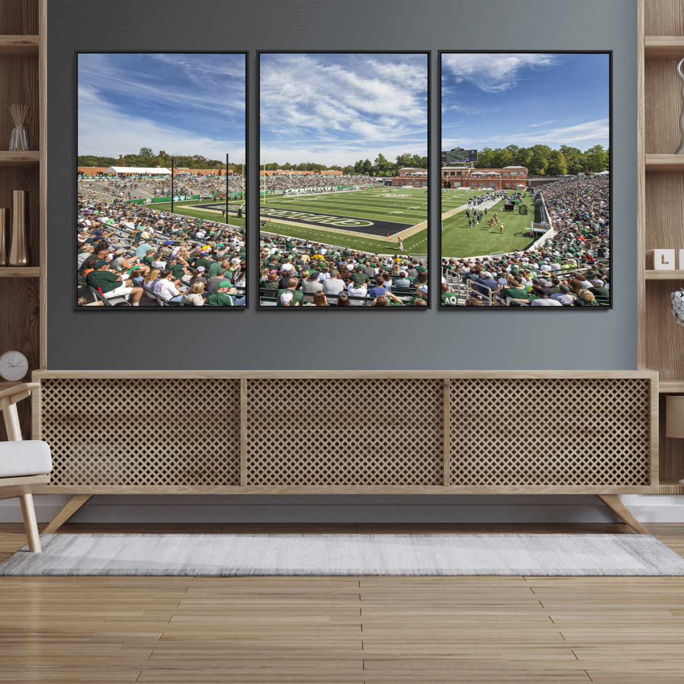 67799-MGV-FC-60X30-3P_Black-University of Charlotte 49ers Football Team Print - Charlotte Jerry Richardson Stadium Canvas Print