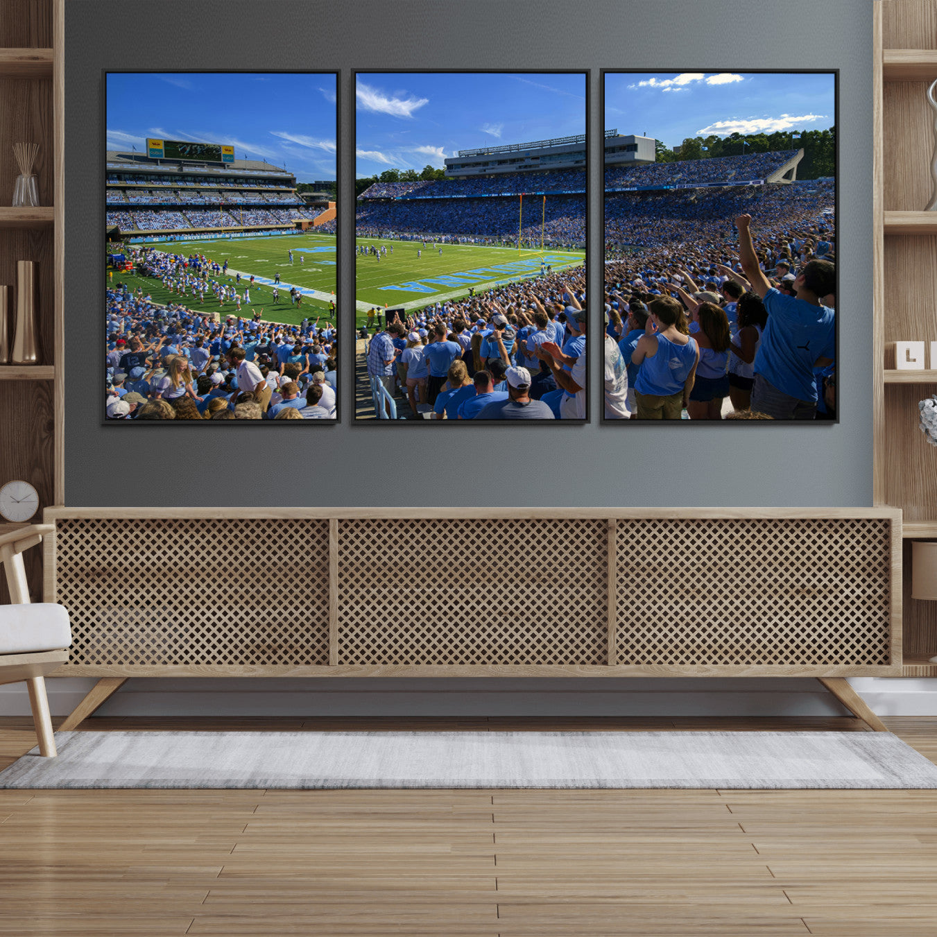 58540-MGV-FC-60X30-3P_Black-University of North Carolina Tar Heels Team Canvas Print - Chapel Hill Kenan Memorial Stadium Wall