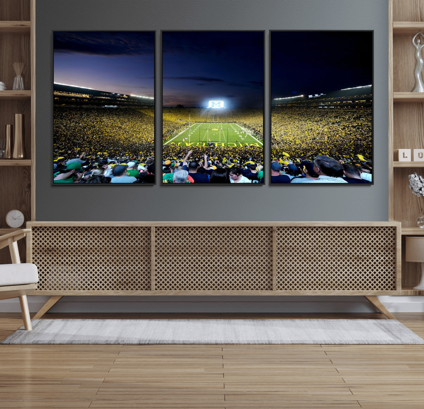 22115-MGV-FC-60X30-3P_Black-University of Michigan Wolverines Football Team Print - Ann Arbor Michigan Stadium Canvas Print