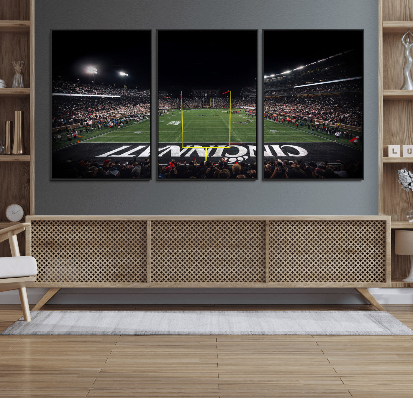 28212-MGV-FC-60X30-3P_Black-Cincinnati Bearcats Football Team Print - Nippert Stadium Wall Art Canvas Print