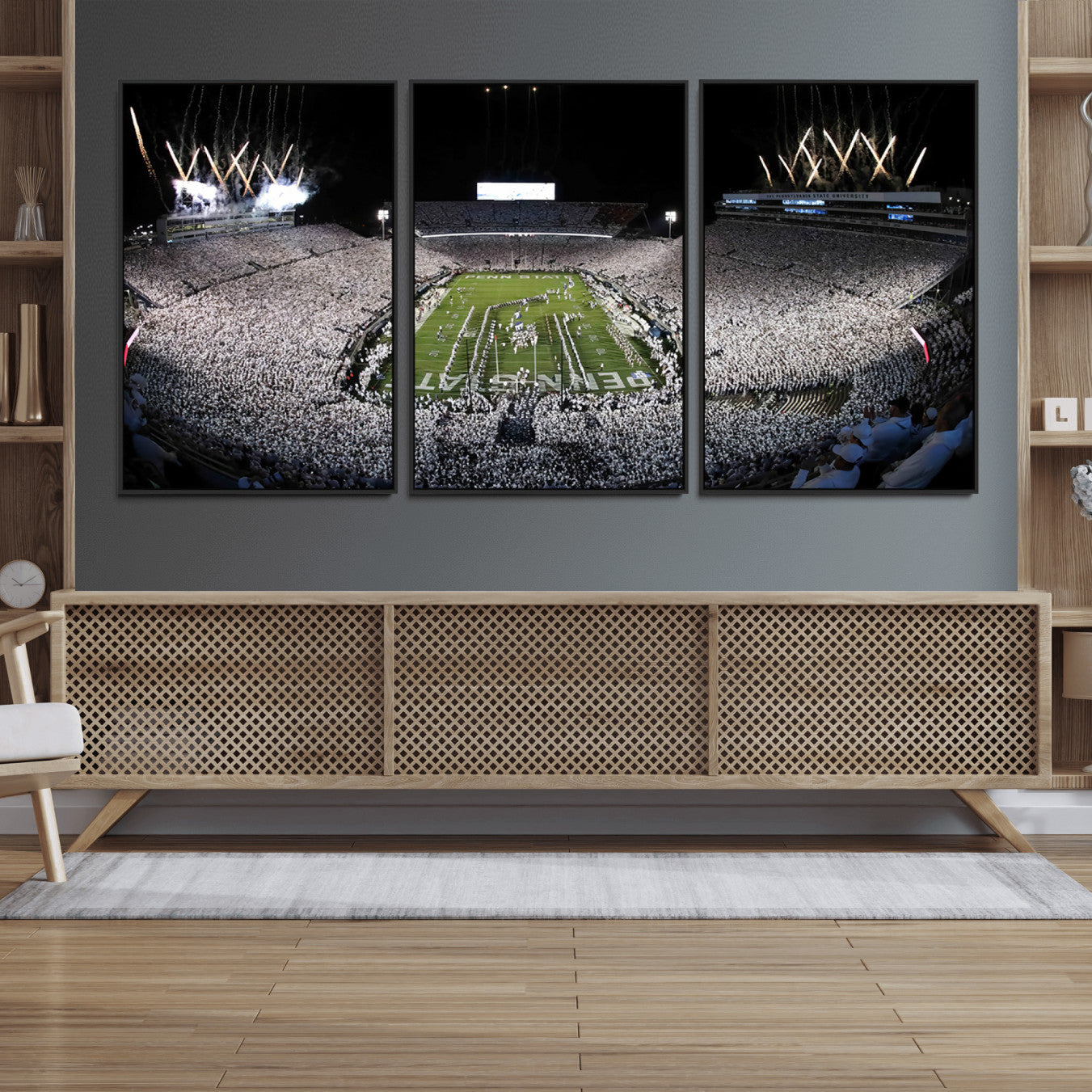 84537-MGV-FC-60X30-3P_Black-Penn State Beaver Stadium Canvas Wall Art - Nittany Lions Football Print
