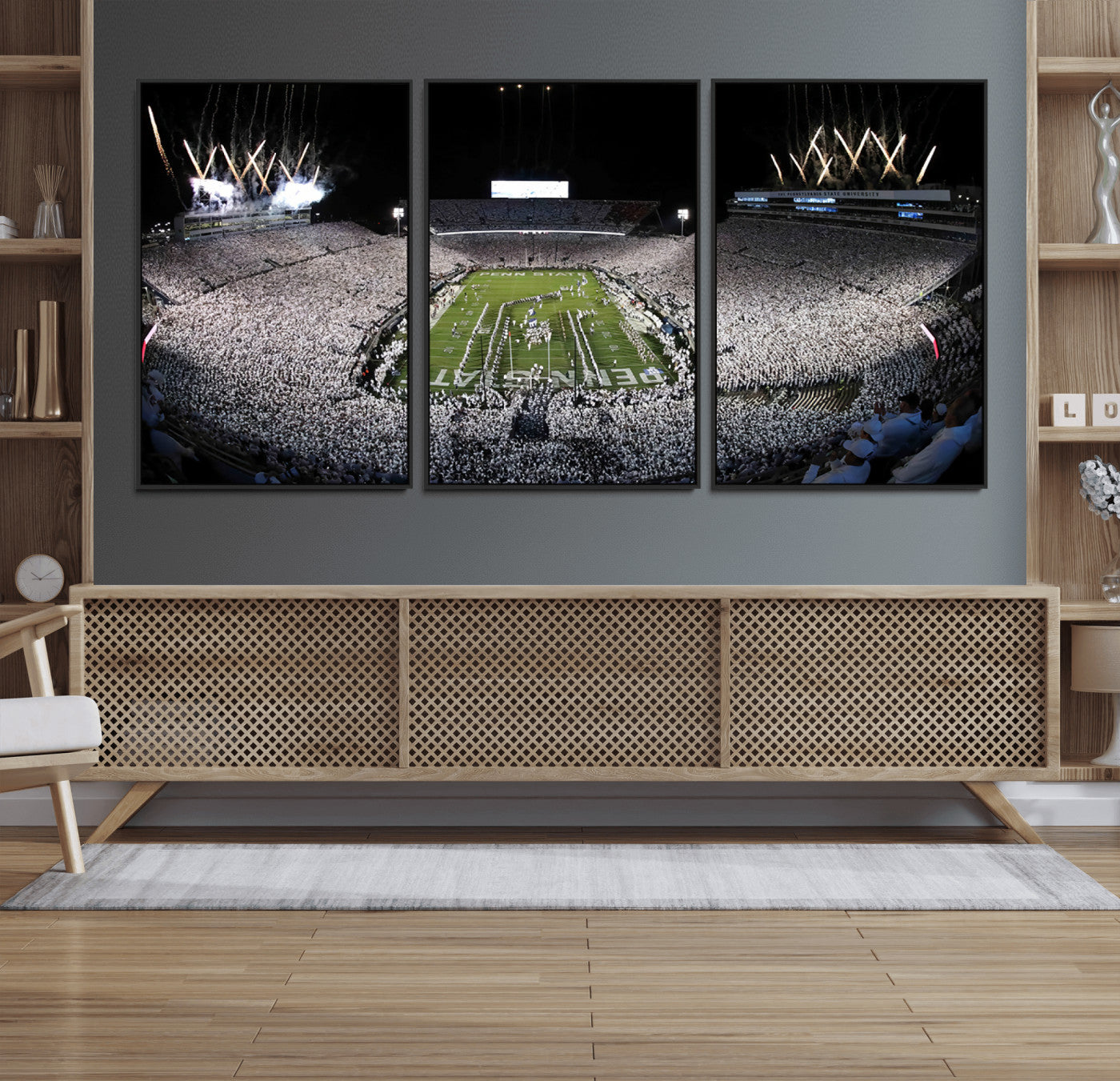 84537-MGV-FC-60X30-3P_Black-Penn State Beaver Stadium Canvas Wall Art - Nittany Lions Football Print