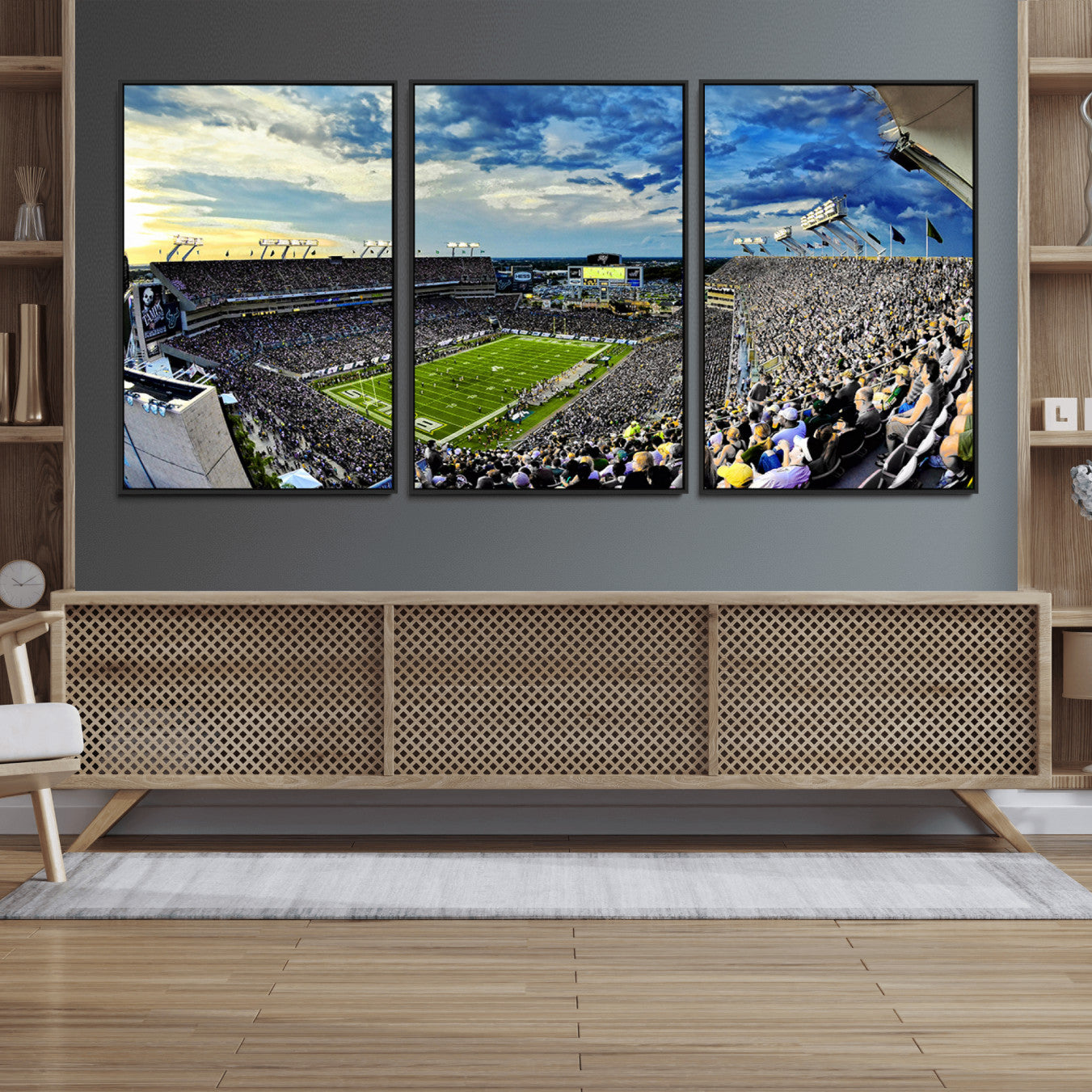 23788-MGV-FC-60X30-3P_Black-Framed USF Bulls Football Team Print - Tampa Raymond James Stadium Wall Art Canvas Print