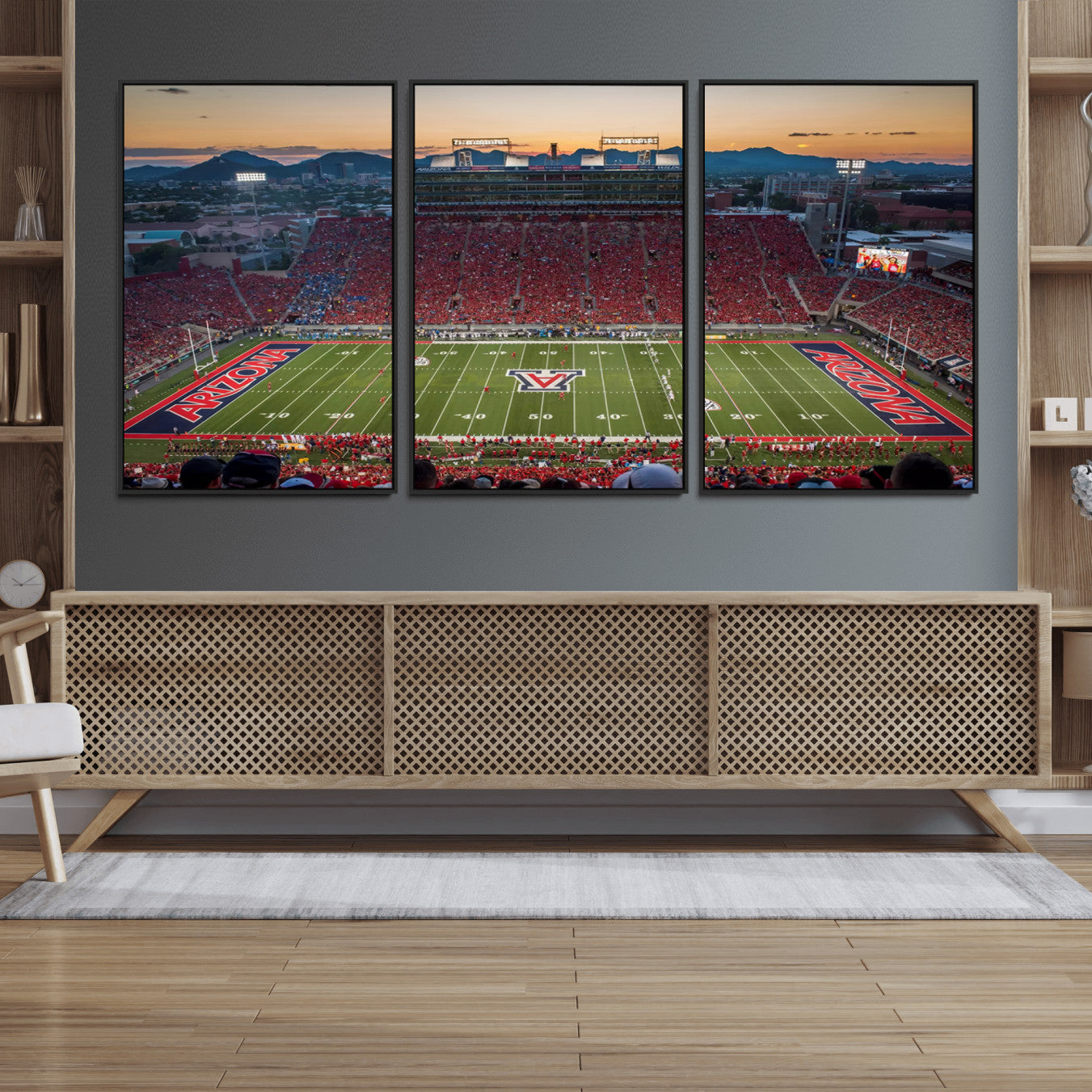 45563-MGV-FC-60X30-3P_Black-Arizona Wildcats Football Team Print - Tucson Arizona Stadium Wall Art Canvas Print