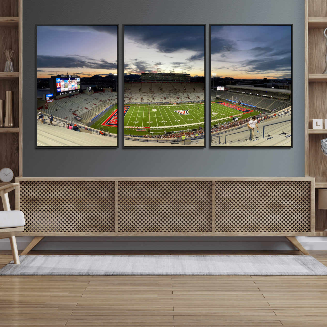 24339-MGV-FC-60X30-3P_Black-Arizona Wildcats Football Team Print - Tucson Arizona Stadium Wall Art Canvas Print