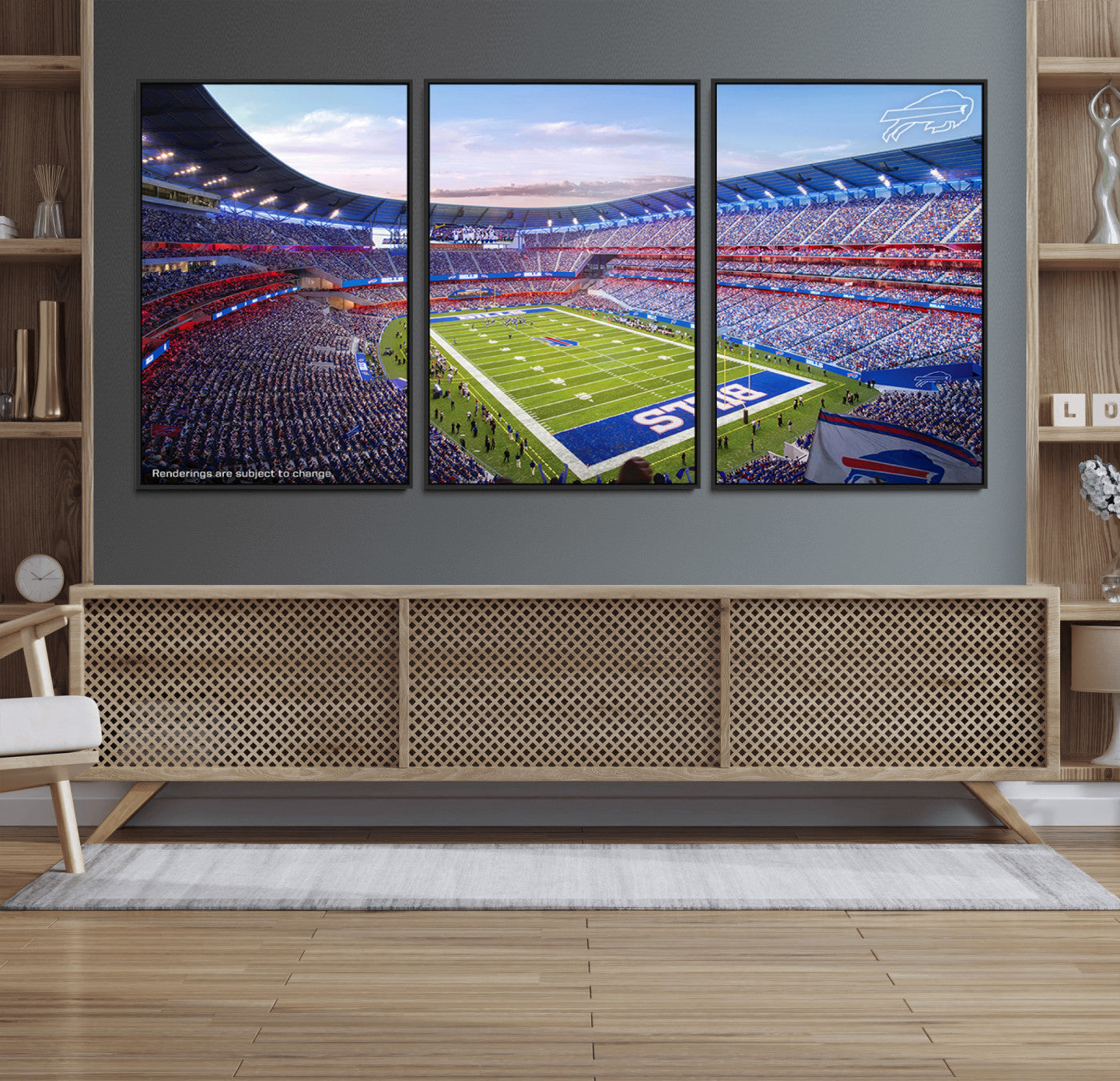57873-MGV-FC-60X30-3P_Black-Buffalo Bills Football Team Print Canvas - Buffalo Highmark Stadium Wall Art Canvas Print