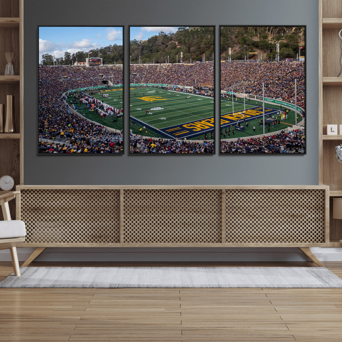 38054-MGV-FC-60X30-3P_Black-University of California Golden Bears Football Team Print - Berkeley California Memorial Stadium Art