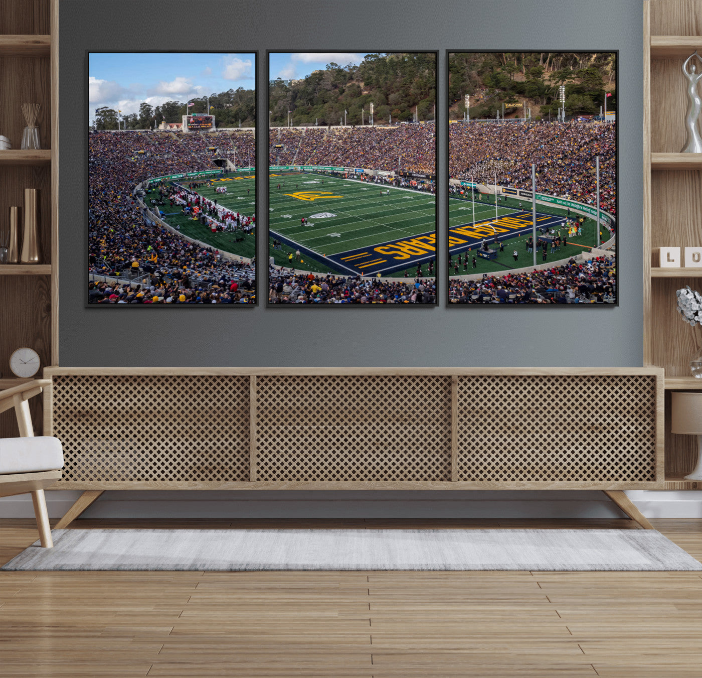 38054-MGV-FC-60X30-3P_Black-University of California Golden Bears Football Team Print - Berkeley California Memorial Stadium Art