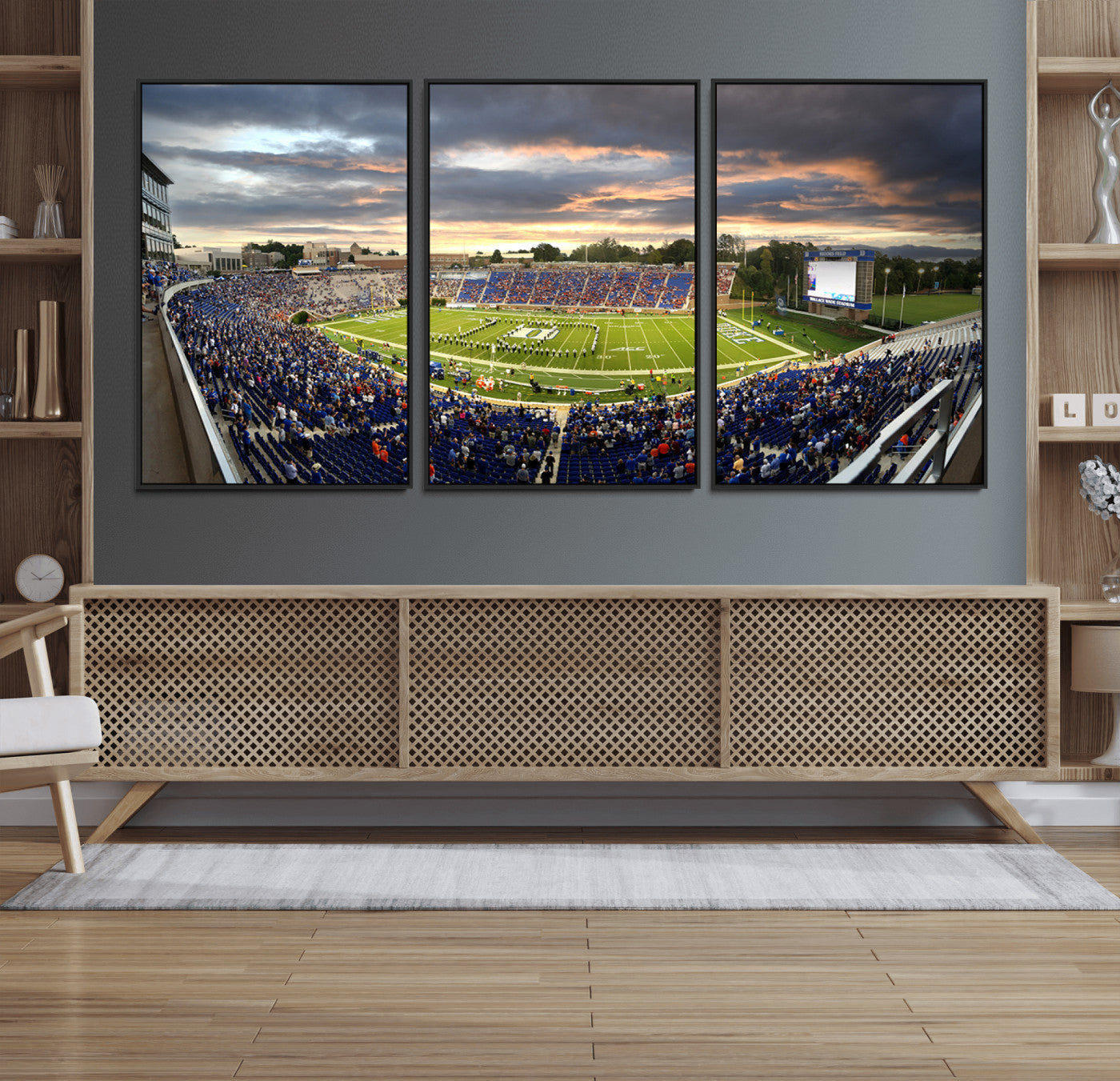 60433-MGV-FC-60X30-3P_Black-Duke University Blue Devils Football Team Print - Durham Wallace Wade Stadium Wall Art Canvas Print