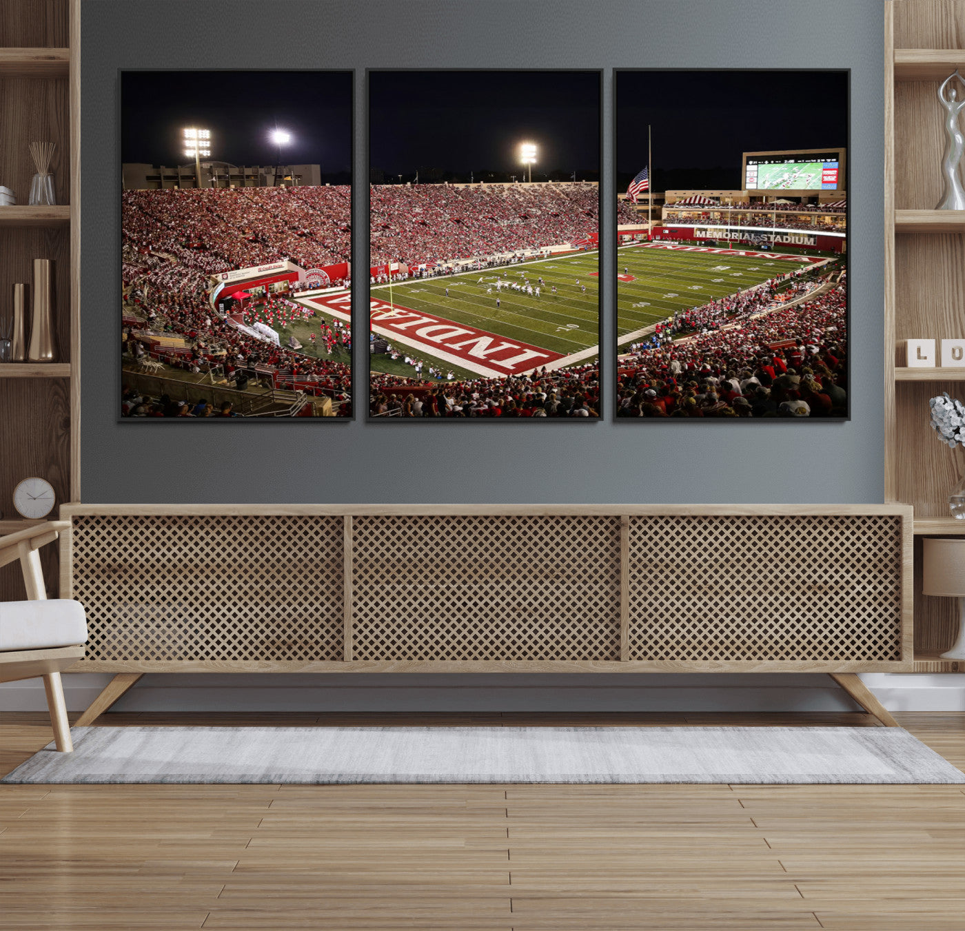 82748-MGV-FC-60X30-3P_Black-Indiana University Hoosiers Football Team Print Canvas