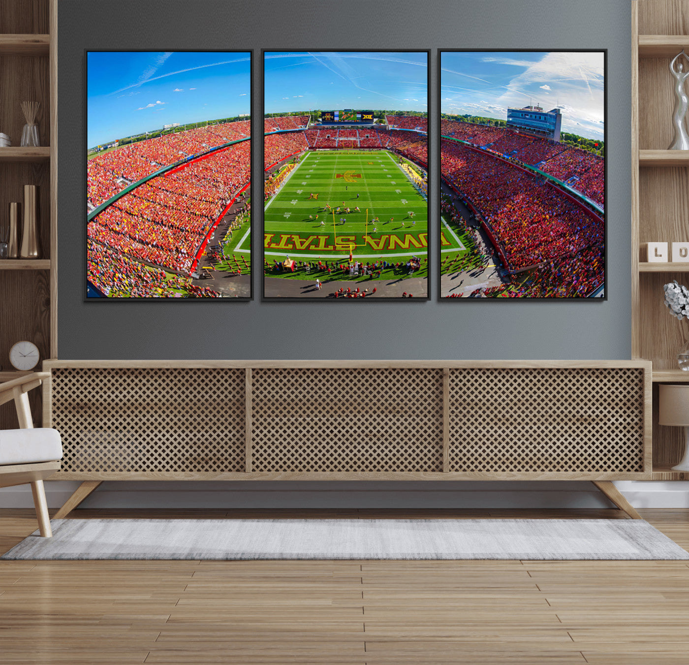 36706-MGV-FC-60X30-3P_Black-Iowa State University Cyclones Football Team Print - Ames Jack Trice Stadium Art Canvas Print