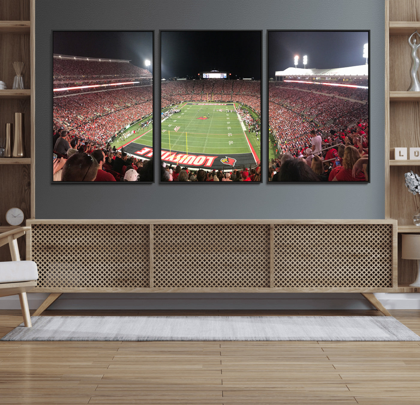 51251-MGV-FC-60X30-3P_Black-University of Louisville Cardinals Football Team Print - Louisville Cardinal Stadium Wall Art Canvas