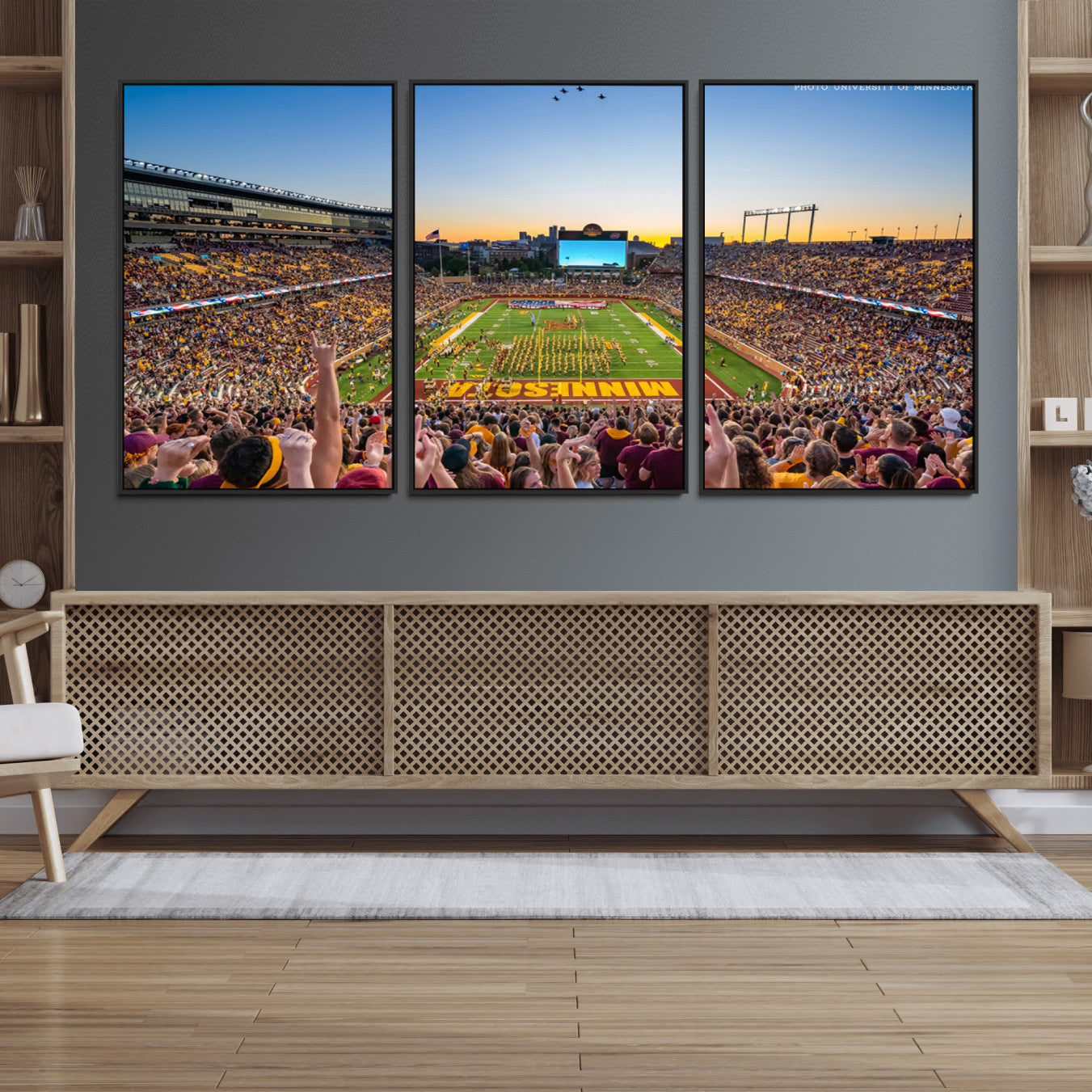 63452-MGV-FC-60X30-3P_Black-University of Minnesota Golden Gophers Football Team Print - Minneapolis Huntington Bank Stadium