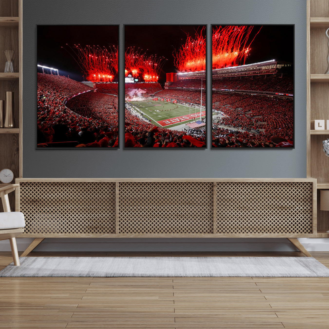 56909-MGV-CV-36X24-Ohio State University Buckeyes Football Team Print - Columbus Ohio Stadium Wall Art Canvas Print