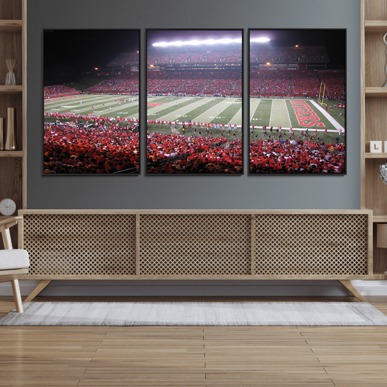 53225-MGV-FC-60X30-3P_Black-Rutgers University Scarlet Knights Football Team Print - Piscataway SHI Stadium Wall Art Canvas