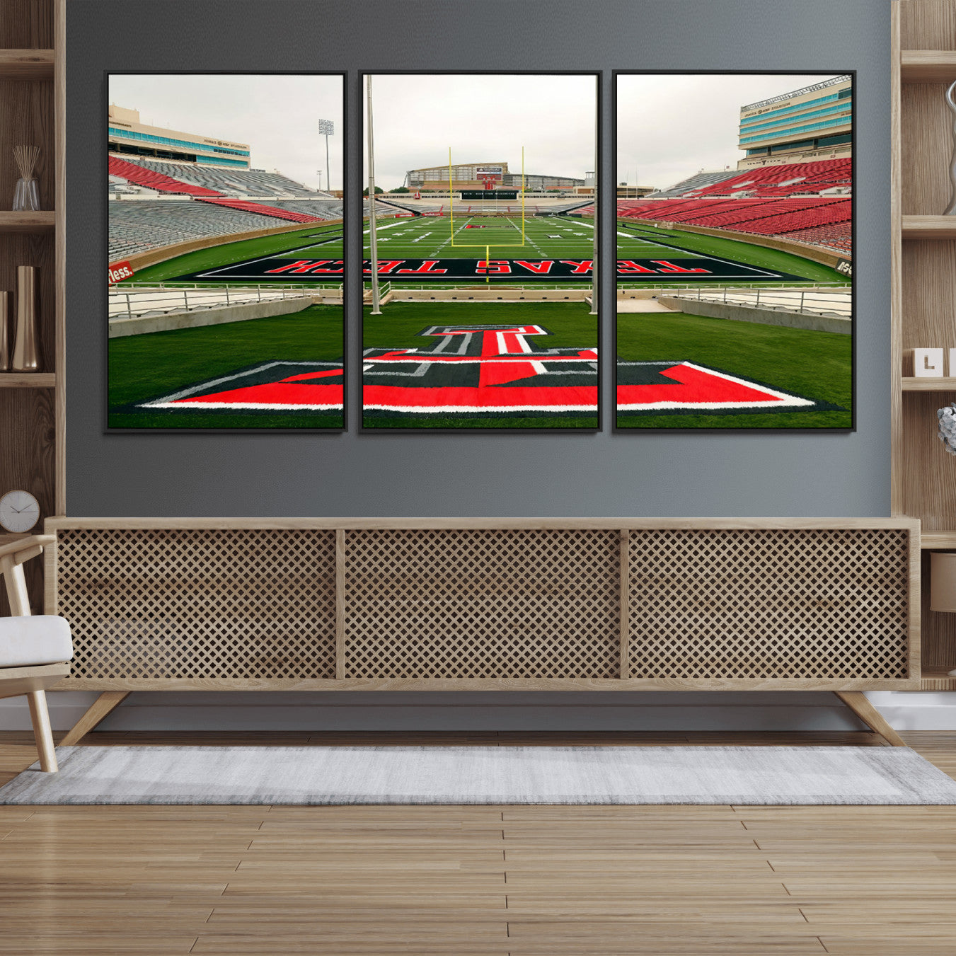 43169-MGV-FC-60X30-3P_Black-Texas Tech Red Raiders Football Team Print - Lubbock Jones AT&T Stadium Wall Art Canvas Print