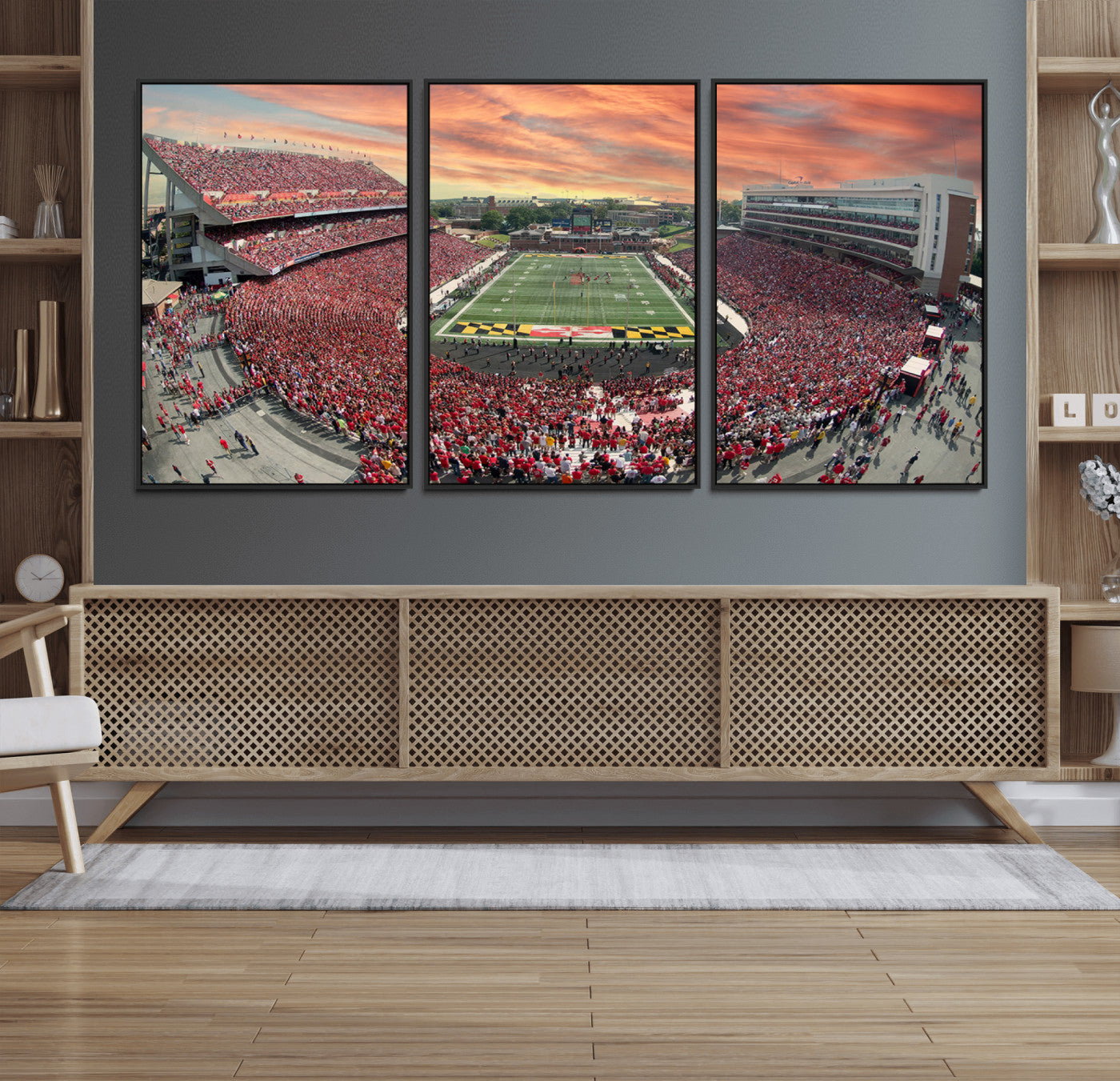 24140-MGV-FC-60X30-3P_Black-University of Maryland Terrapins Football Team Print - College Park SECU Stadium Wall Art Canvas