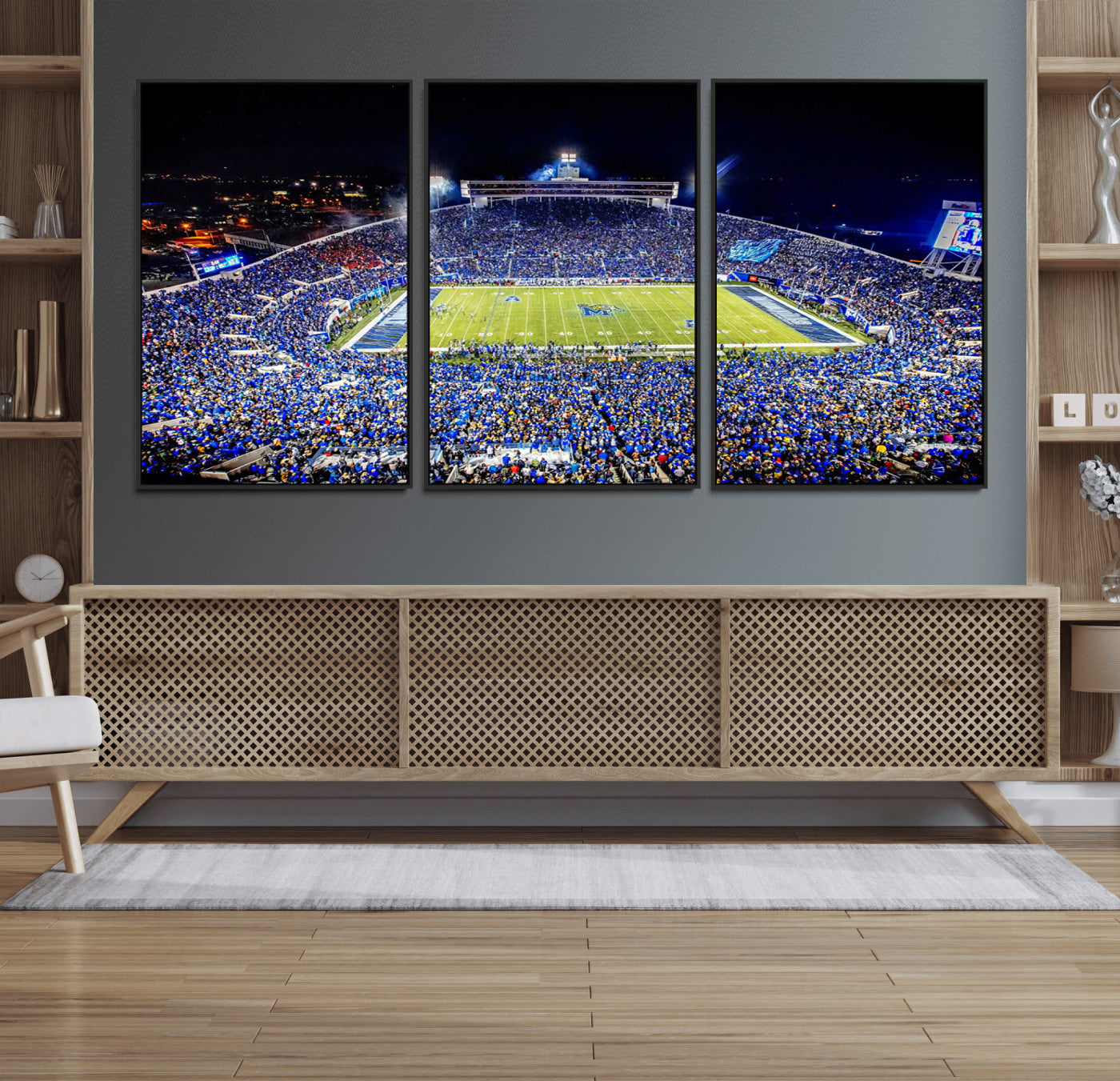 11665-MGV-FC-60X30-3P_Black-University of Memphis Tigers Football Team Print - Memphis Simmons Bank Liberty Stadium Wall Art