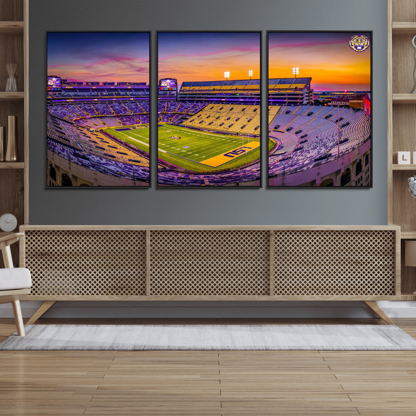 93538-MGV-FC-60X30-3P_Black-The Louisiana State University Tigers Football Team Print - Baton Rouge Tiger Stadium Wall Art