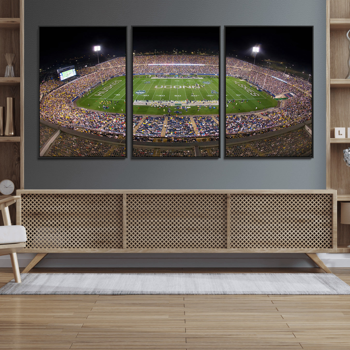 52855-MGV-FC-60X30-3P_Black-The University of Connecticut UCONN Huskies Football Team Print - East Hartford Pratt & Whitney