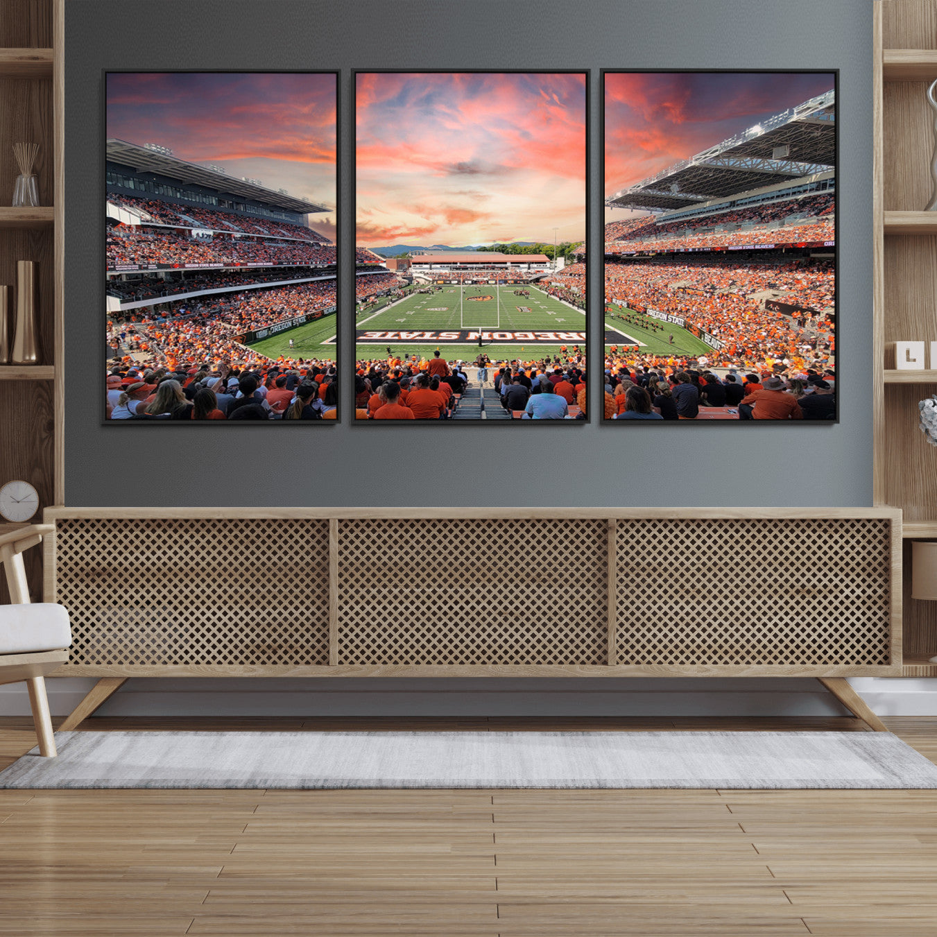 -Oregon State Beavers Football Team Print - Corvallis Reser Stadium Wall Art Canvas Print