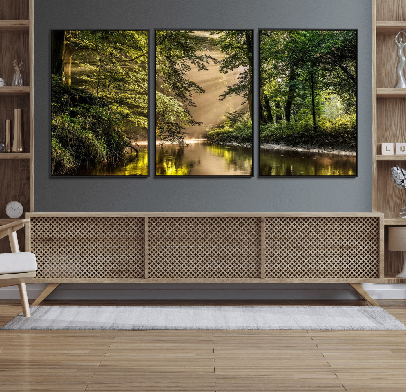 87687-MGV-FC-60X30-3P_Black-Forest Wall Art Print | River Landscape Wall Art | Perfect for Farmhouse Wall Decor, Cabin Wall Art