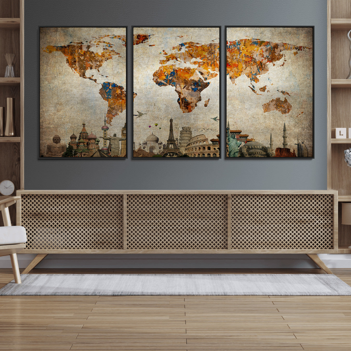 54918-MGV-FC-60X30-3P_Black-Push Pin World Map Canvas Print – Travel Tracker Wall Art for Couples, Perfect Anniversary Gift for Home or Office Decor