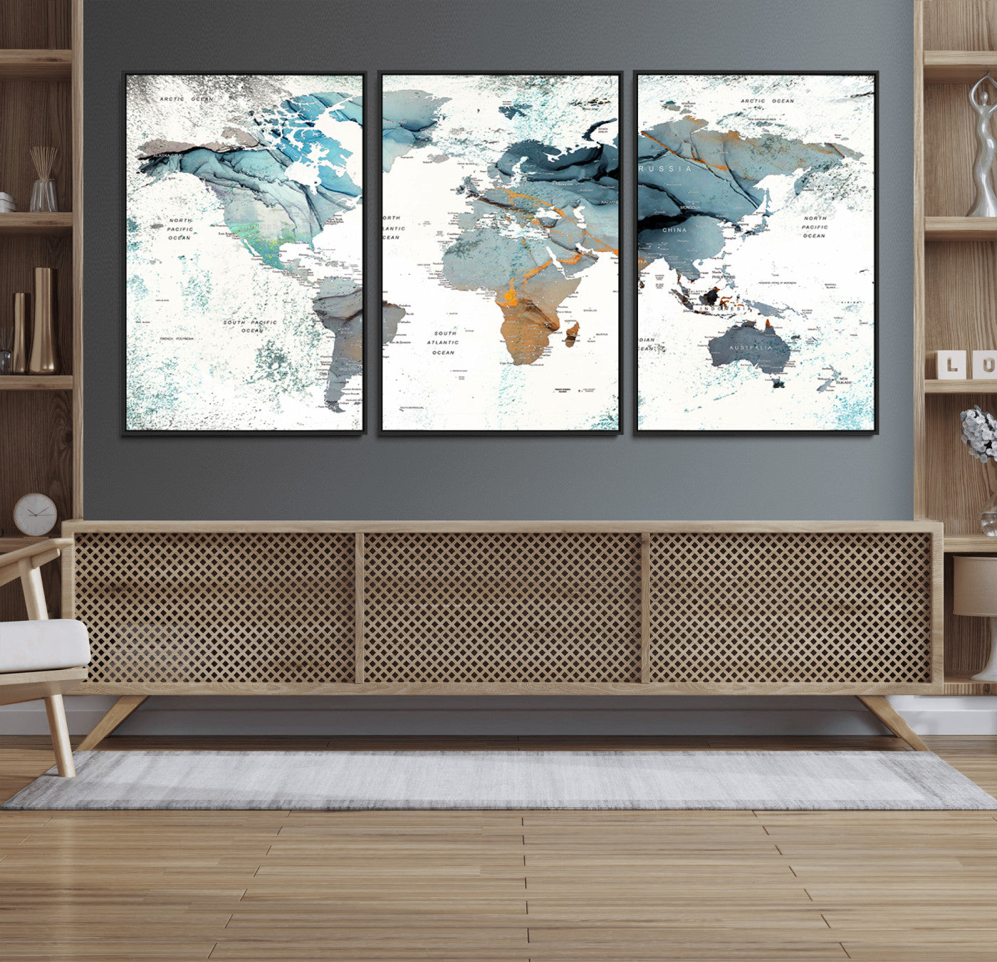 48730-MGV-FC-60X30-3P_Black-Push Pin World Map Canvas Print – Travel Tracker Wall Art for Couples, Perfect Anniversary Gift for Home or Office Decor