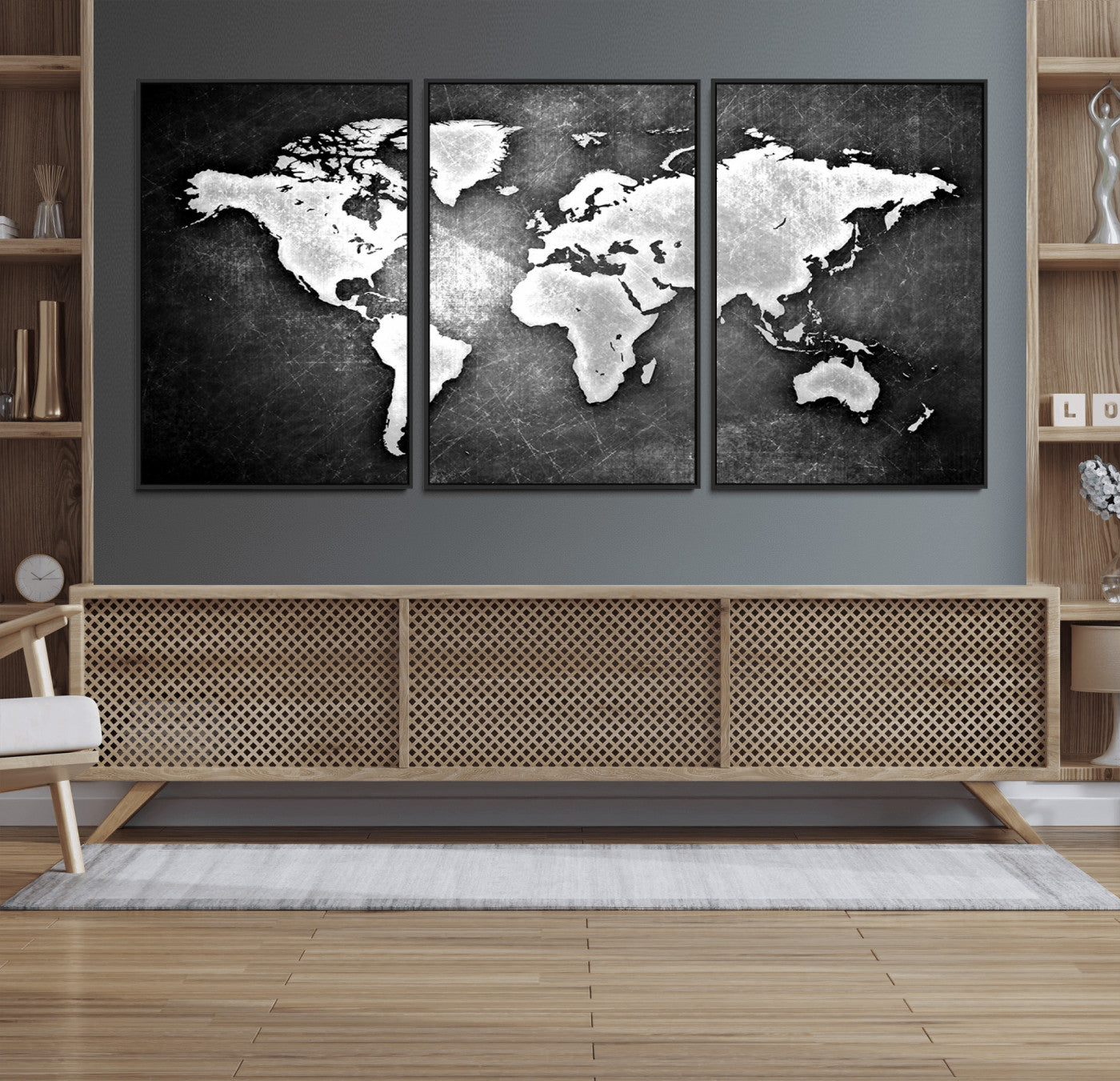 34390-MGV-FC-60X30-3P_Black-Push Pin World Map Canvas Print – Travel Tracker Wall Art for Couples, Perfect Anniversary Gift for Home or Office Decor