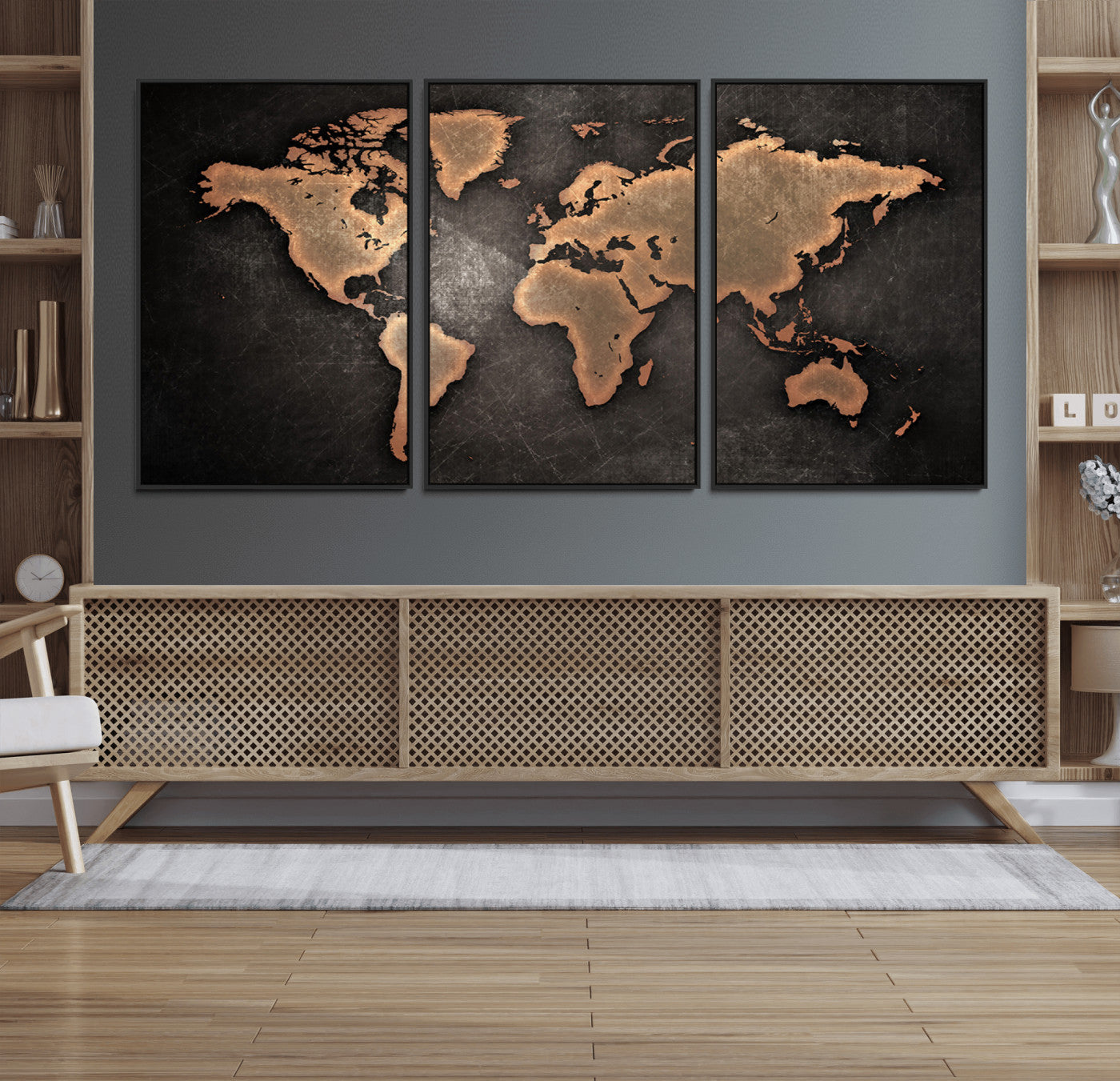 33739-MGV-FC-60X30-3P_Black-Push Pin World Map Canvas Print – Framed Travel Map Wall Art for Couples, Anniversary Gift, Modern Home or Office Decor