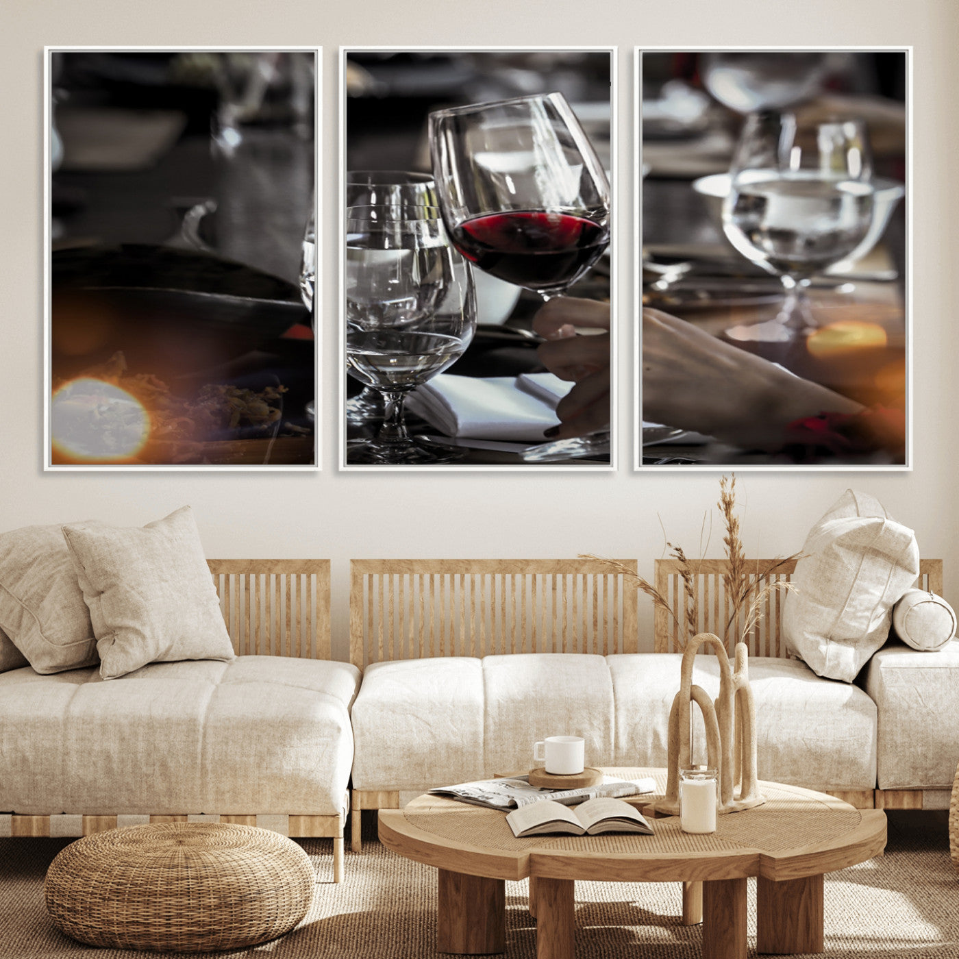 75513-MGV-FC-60X30-3P_White-Red Wine and Glass Canvas Print