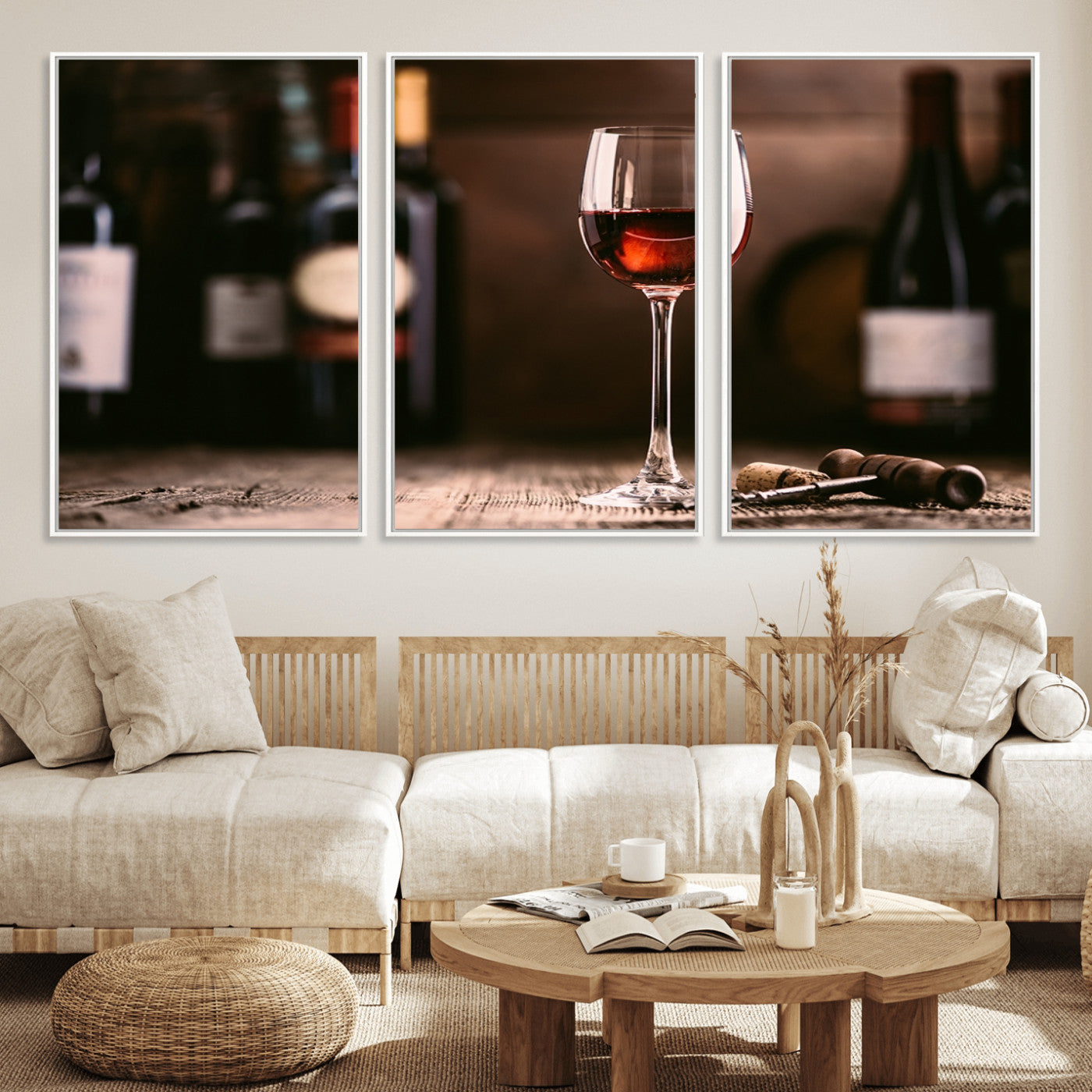 24711-MGV-FC-60X30-3P_White-Red Wine and Bottle Canvas Print