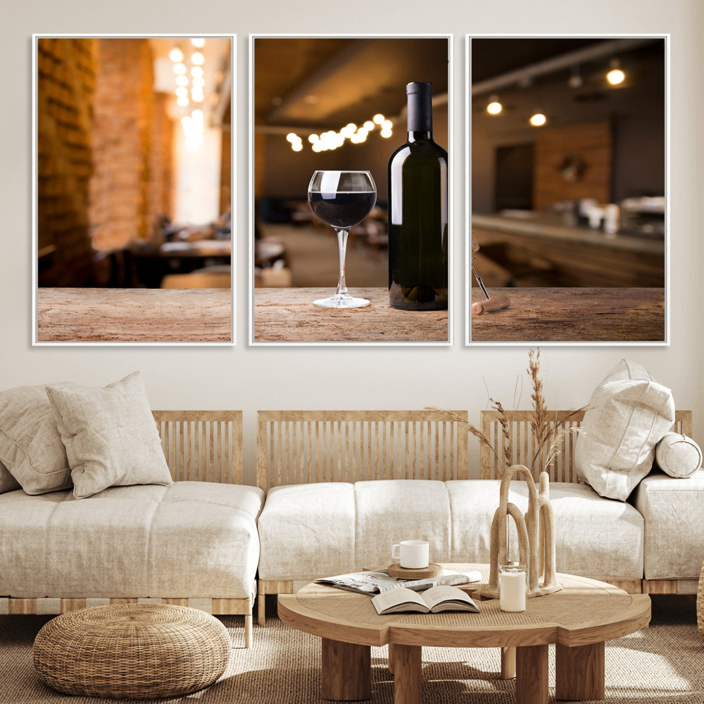 85278-MGV-FC-60X30-3P_White-Wine and Bottle Wall Art Canvas Print