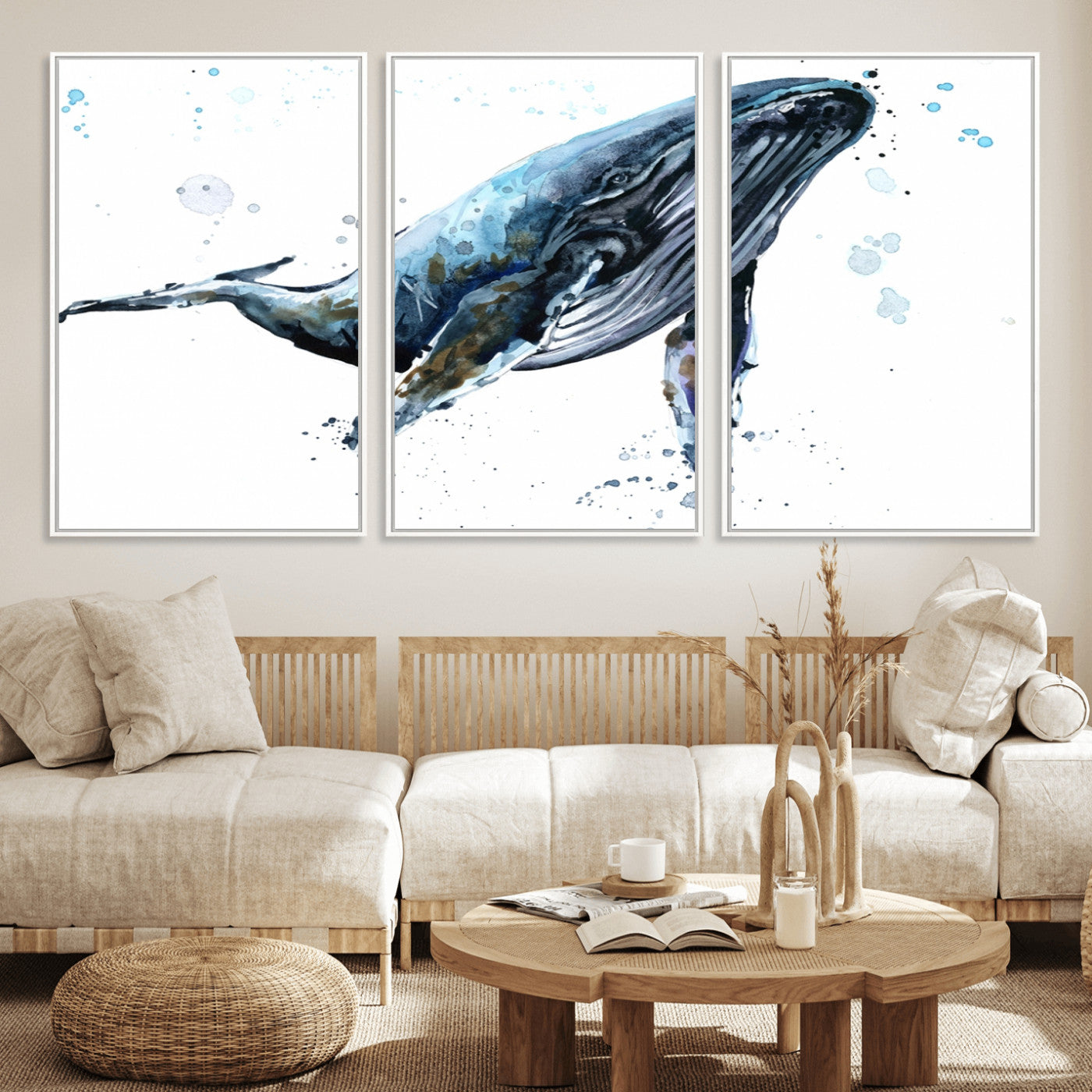 58370-MGV-FC-60X30-3P_White-Watercolor Whale Wall Art Canvas Print