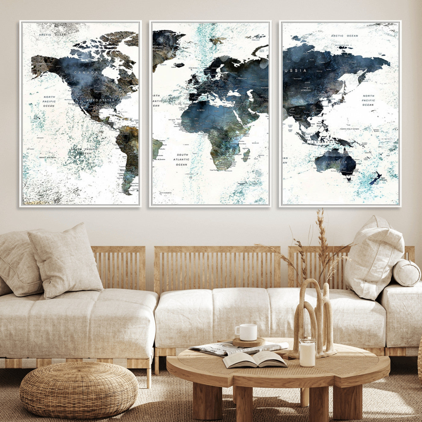 75398-MGV-FC-60X30-3P_White-Push Pin World Map Canvas Print – Travel Tracker Wall Art for Couples, Perfect Anniversary Gift for Home or Office Decor