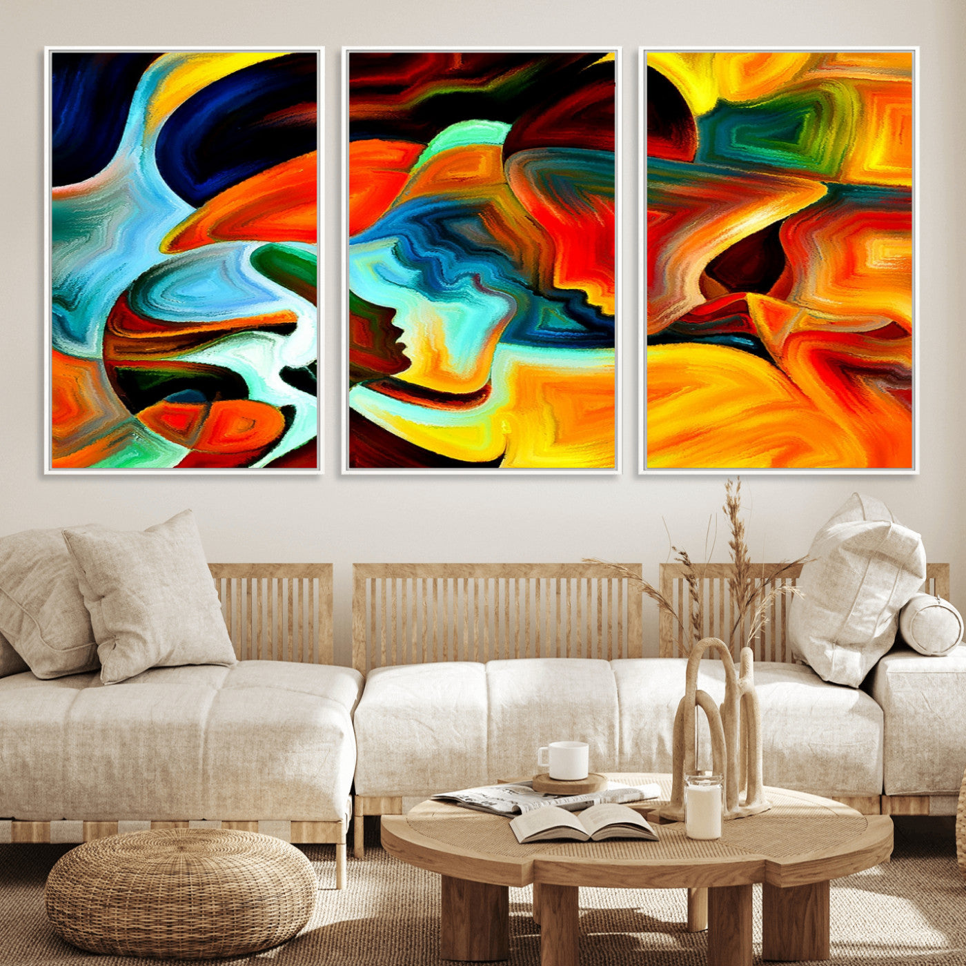 70242-MGV-FC-60X30-3P_White-Human Love Figures Abstract Wall Art Canvas Print