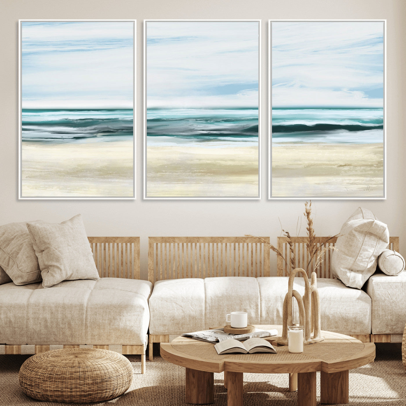 96301-MGV-FC-60X30-3P_White-Ocean Abstract Wall Art Canvas Print