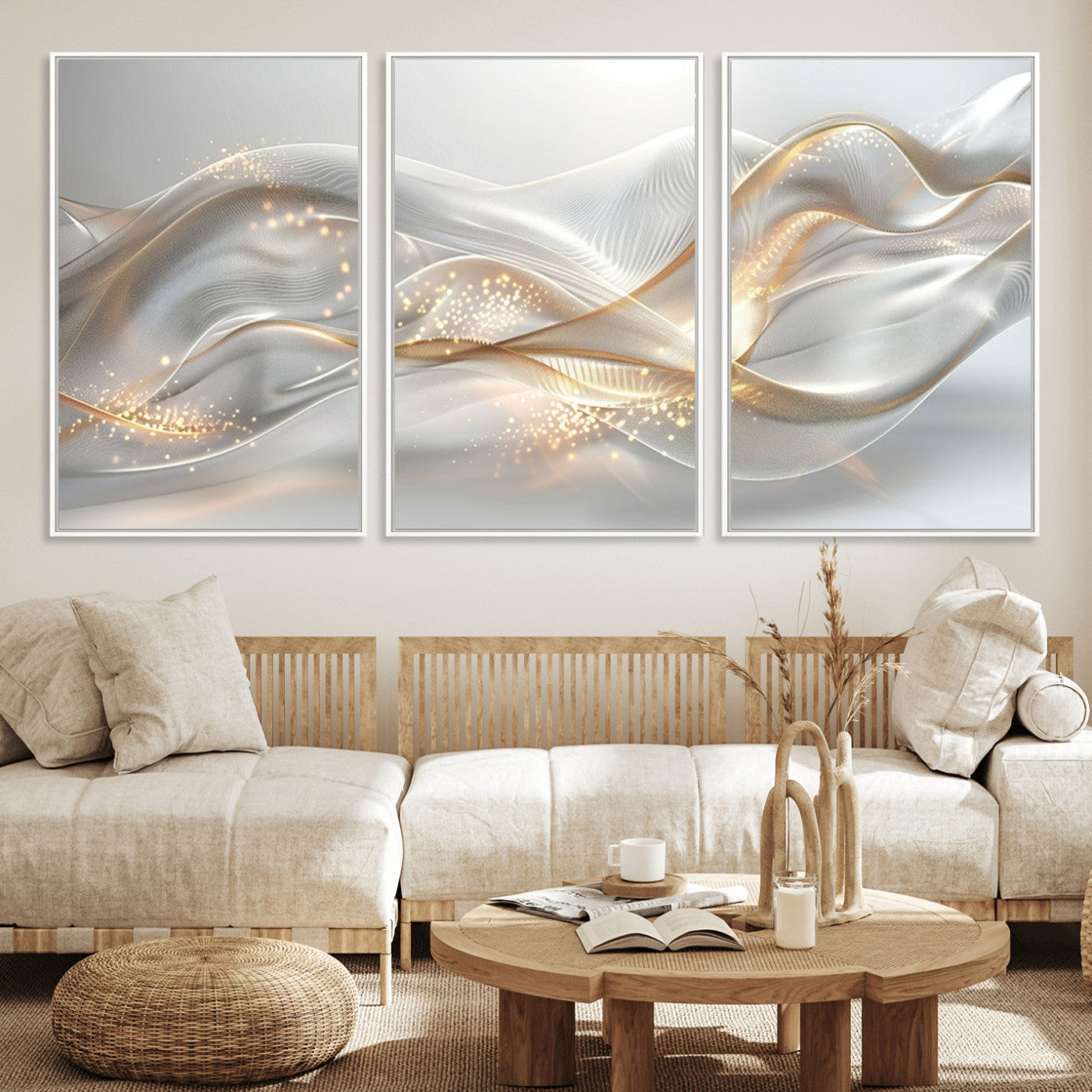 Lines2-MGV-FC-60X30-3P_White-Abstract art Grey and Gold Lines Wall Art