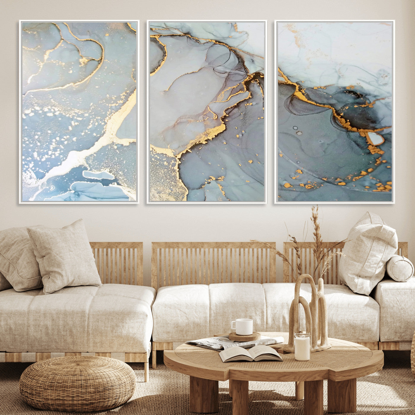 86878-MGV-FC-60X30-3P_White-Large Abstract Marble Wall Art Canvas Print for Living Room and Farmhouse Decor