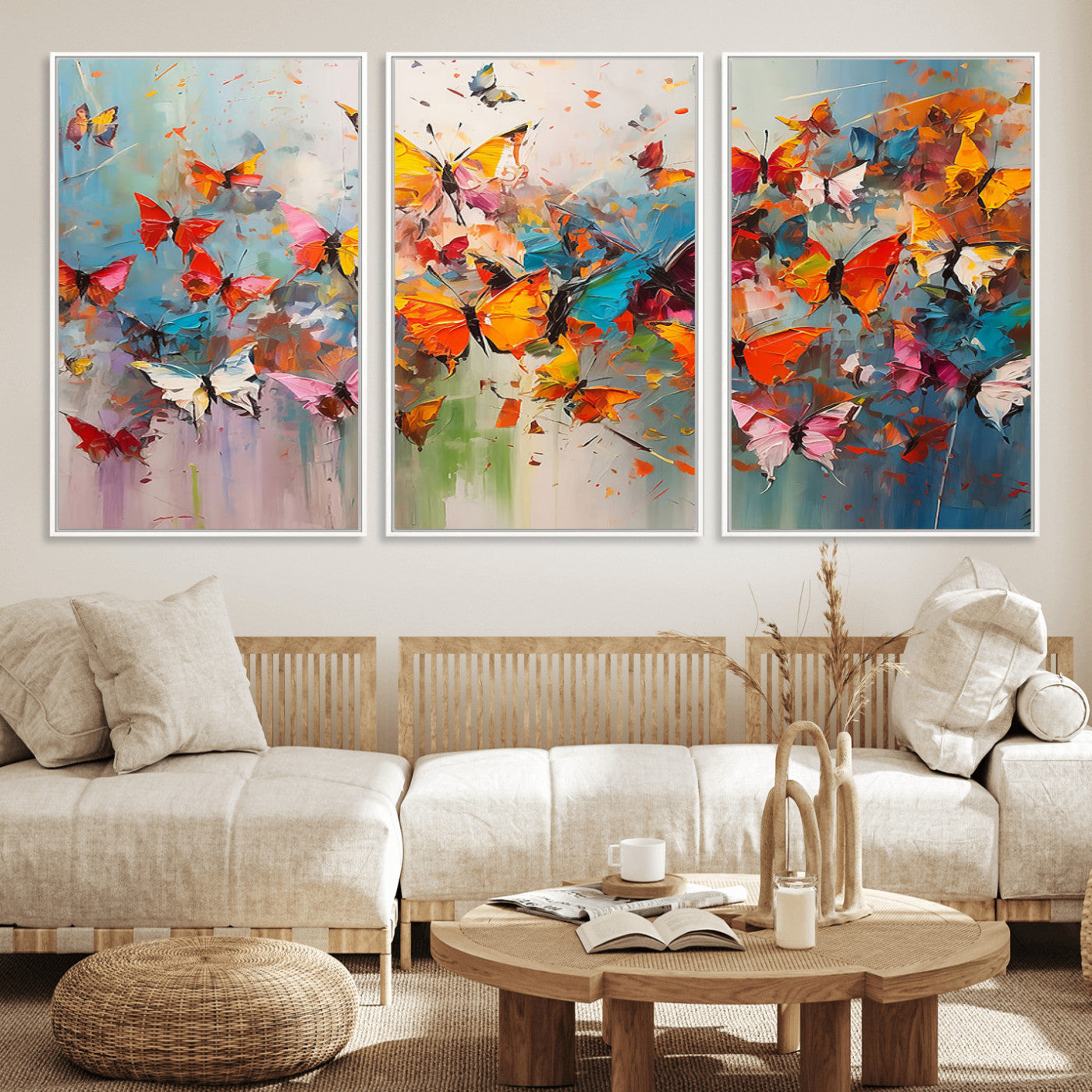 11835-MGV-FC-60X30-3P_White-Abstract Butterfly Wall Art Canvas Print