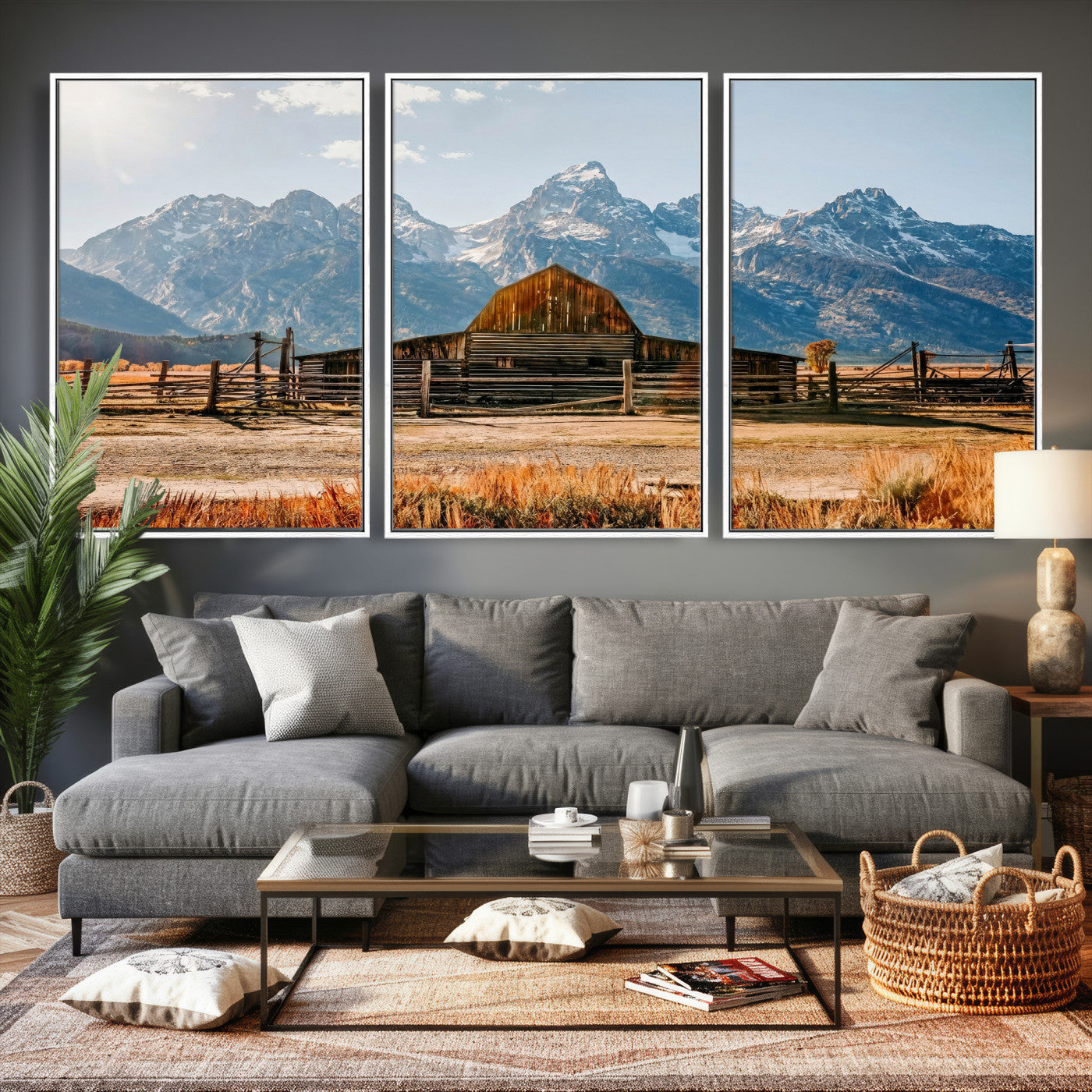 26513-MGV-CV-36X24 - Vintage Old Barn Field Wall Art Canvas Print for Farmhouse Decor - Rustic Barn Wall Art Canvas Print