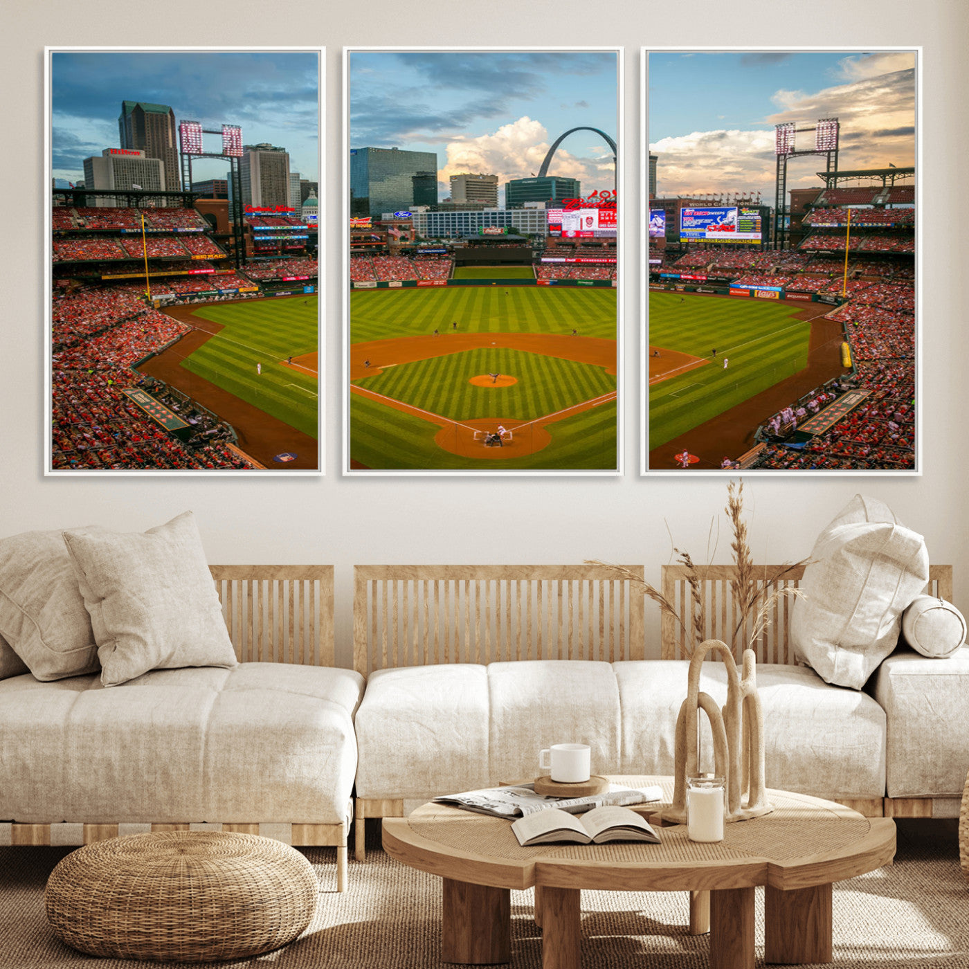 91908-MGV-FC-60X30-3P_White-Busch Stadium Wall Art Print | St. Louis Cardinals Baseball Stadium Canvas Print | Framed Sports